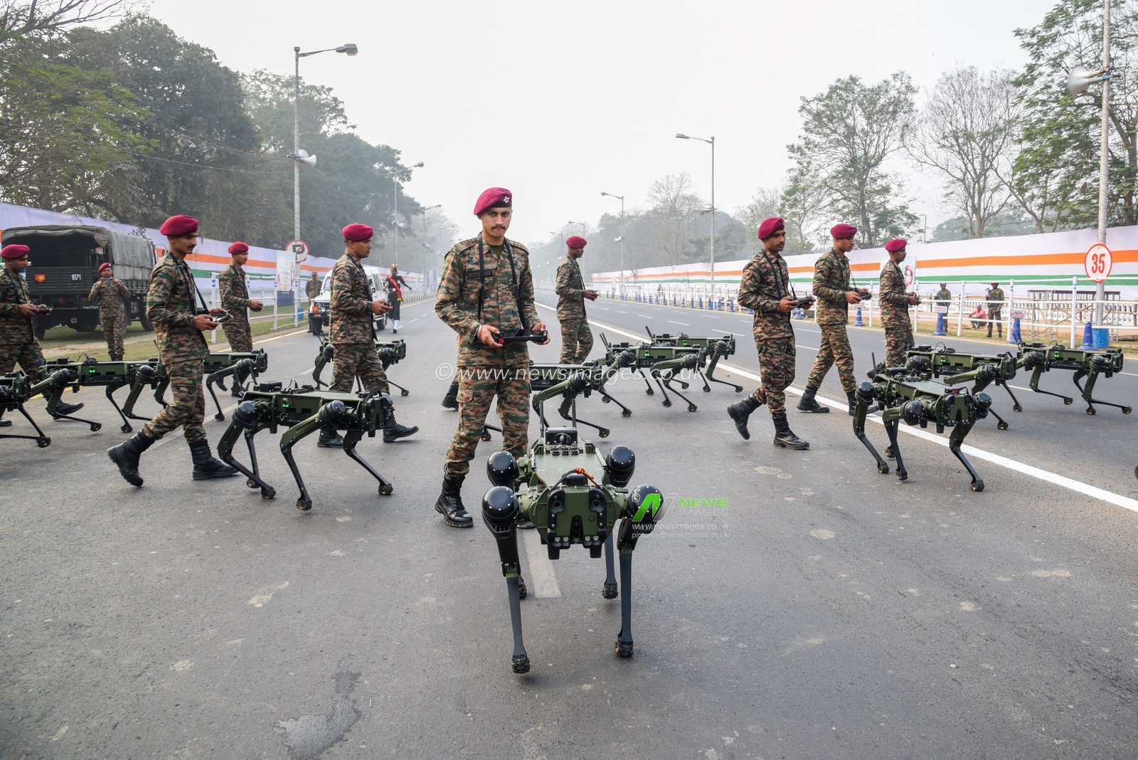 Indian Army  showcases  Robotic Mules  ahead of the Final dress rehearsal for the upcoming Republic Day parade in Red Road , Kolkata, India, on January 24, 2025. Indian Army Robotic Mules will also register their presence at the prestigious annual republic day parade for the first time ahead of the Republic Day parade.Pictures by Debajyoti Chakraborty.(Photo: Debajyoti Chakraborty/News Images)