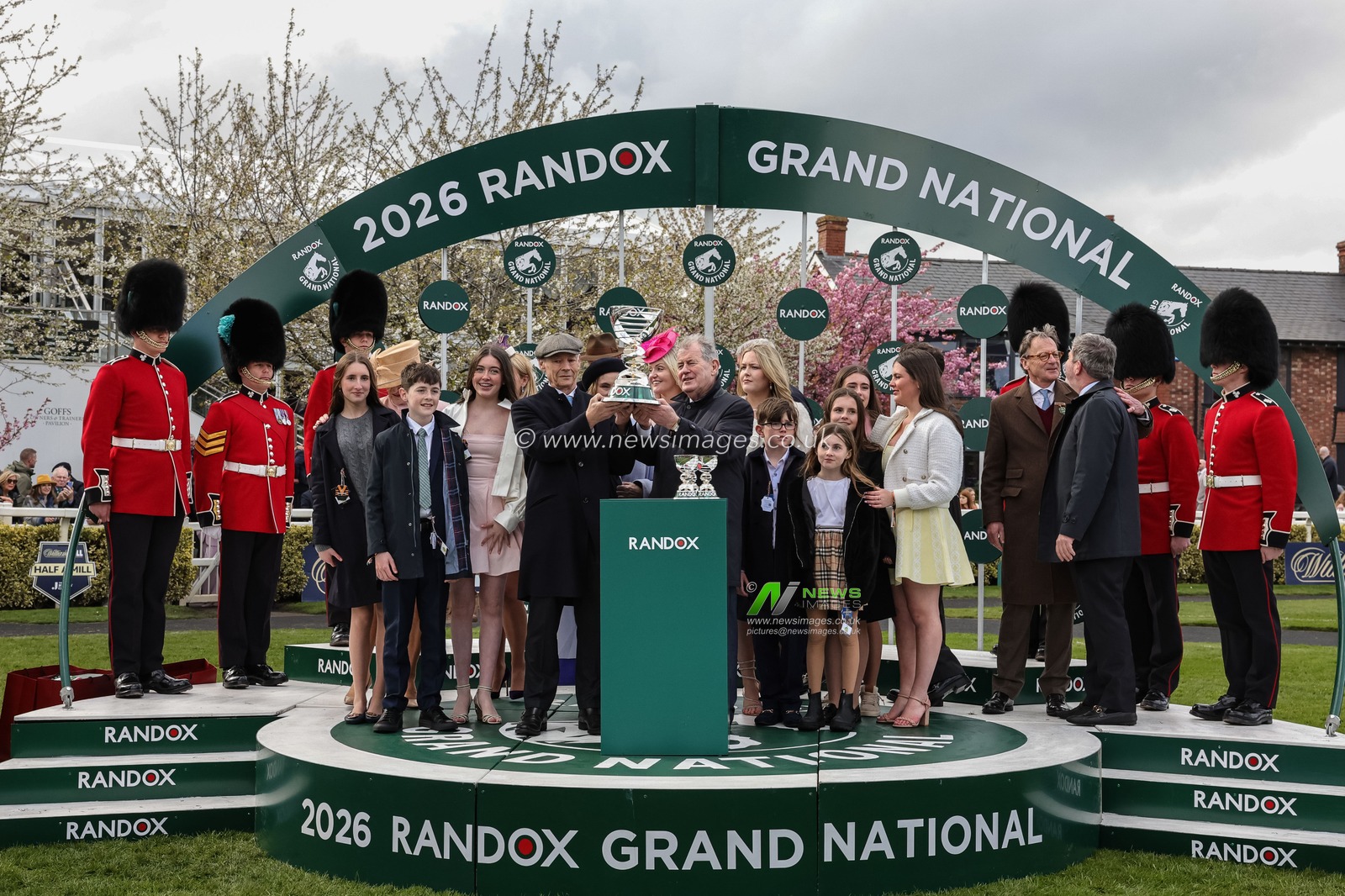 JP McManus receives the Grand National Trophy for the second time after I Am Maximus wins the 16:00 Randox Grand National Handicap Chase during the 2026 Randox Grand National Day at Aintree Racecourse, Aintree, United Kingdom on 11 April 2026

(Photo by Mark Cosgrove/News Images)