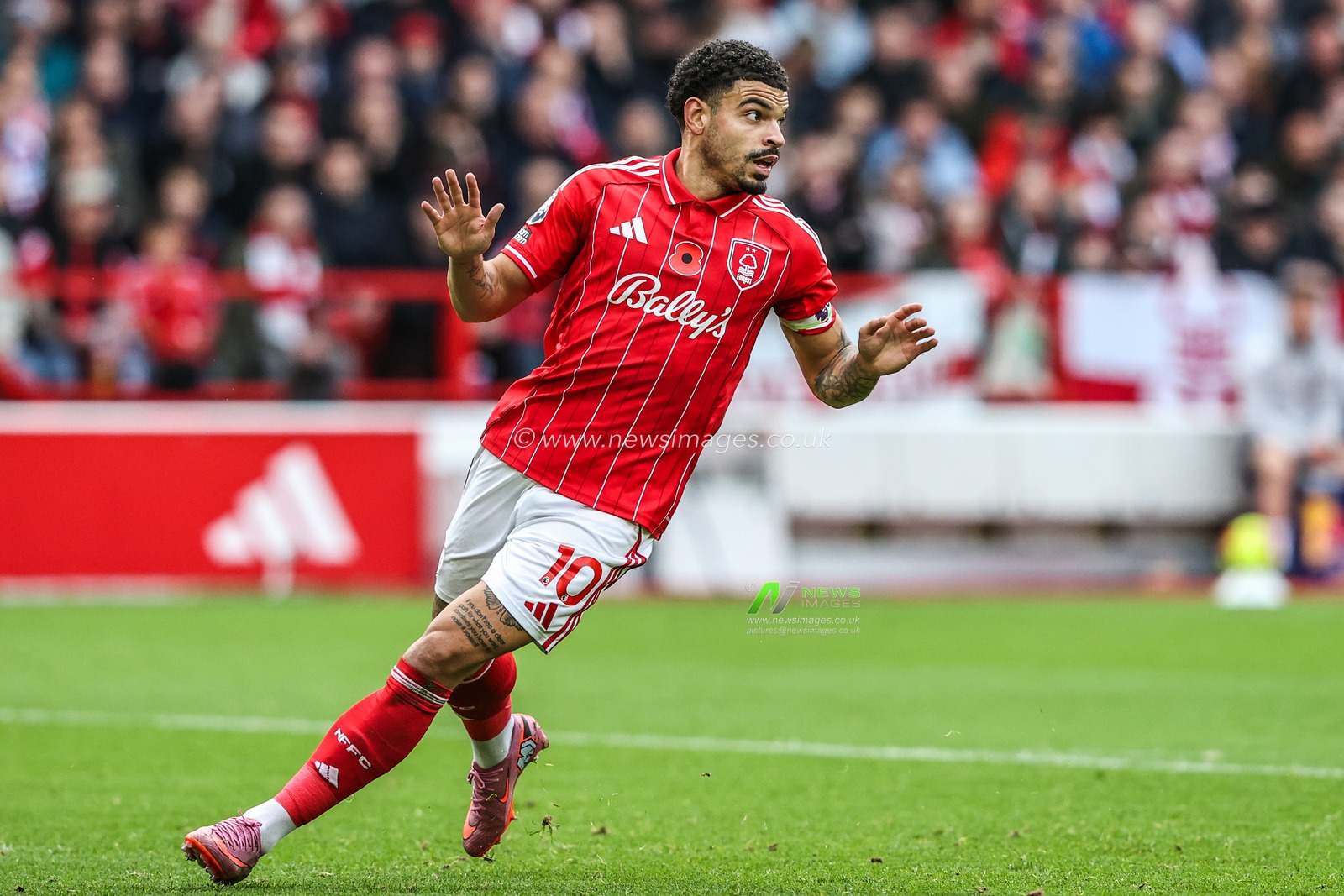Morgan Gibbs-White of Nottingham Forest during the Premier League match Nottingham Forest vs Leeds United at City Ground, Nottingham, United Kingdom, 9th November 2025

(Photo by Alfie Cosgrove/News Images)

*** GER AUT SUI OUT ***