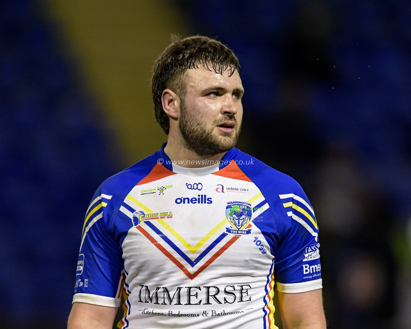 Ellis Robson (22) of Warrington Wolves in action during the game