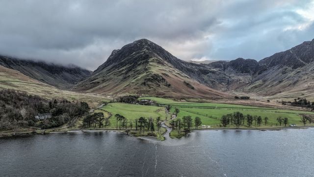 An Aerial view of Buttermere and the surrounding mountains during a cold winters morning at Buttermere, TheLake District, Cumbria, United Kingdom, 3rd January 2025

(Photo by Mark Cosgrove/News Images)