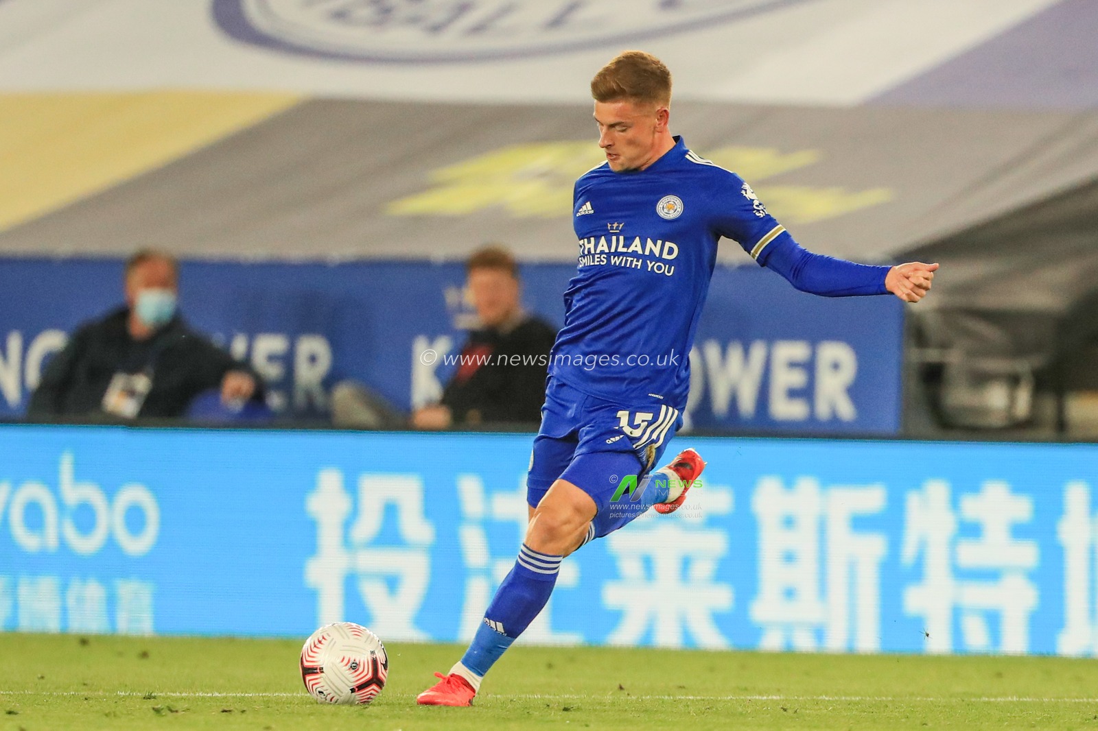 Harvey Barnes (15) of Leicester City in action during the game