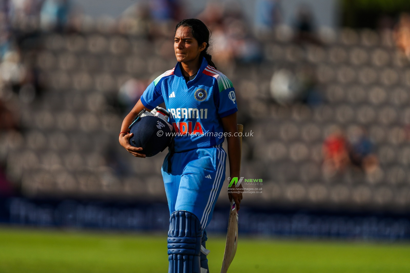 Smriti Mandhana of India looks dejected following her dismissal during the 1st Metro Bank One Day International match England Women vs India Women at The Utilita Bowl, Southampton, United Kingdom, 16th July 2025

(Photo by Izzy Poles/News Images)