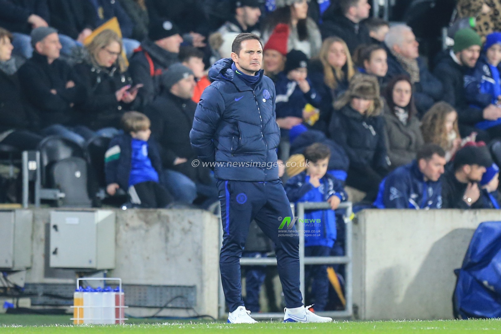 25th January 2020, KC Stadium, Kingston upon Hull, England; Emirates FA Cup, Hull City v Chelsea : Frank Lampard manager of Chelsea looks on from the side lines