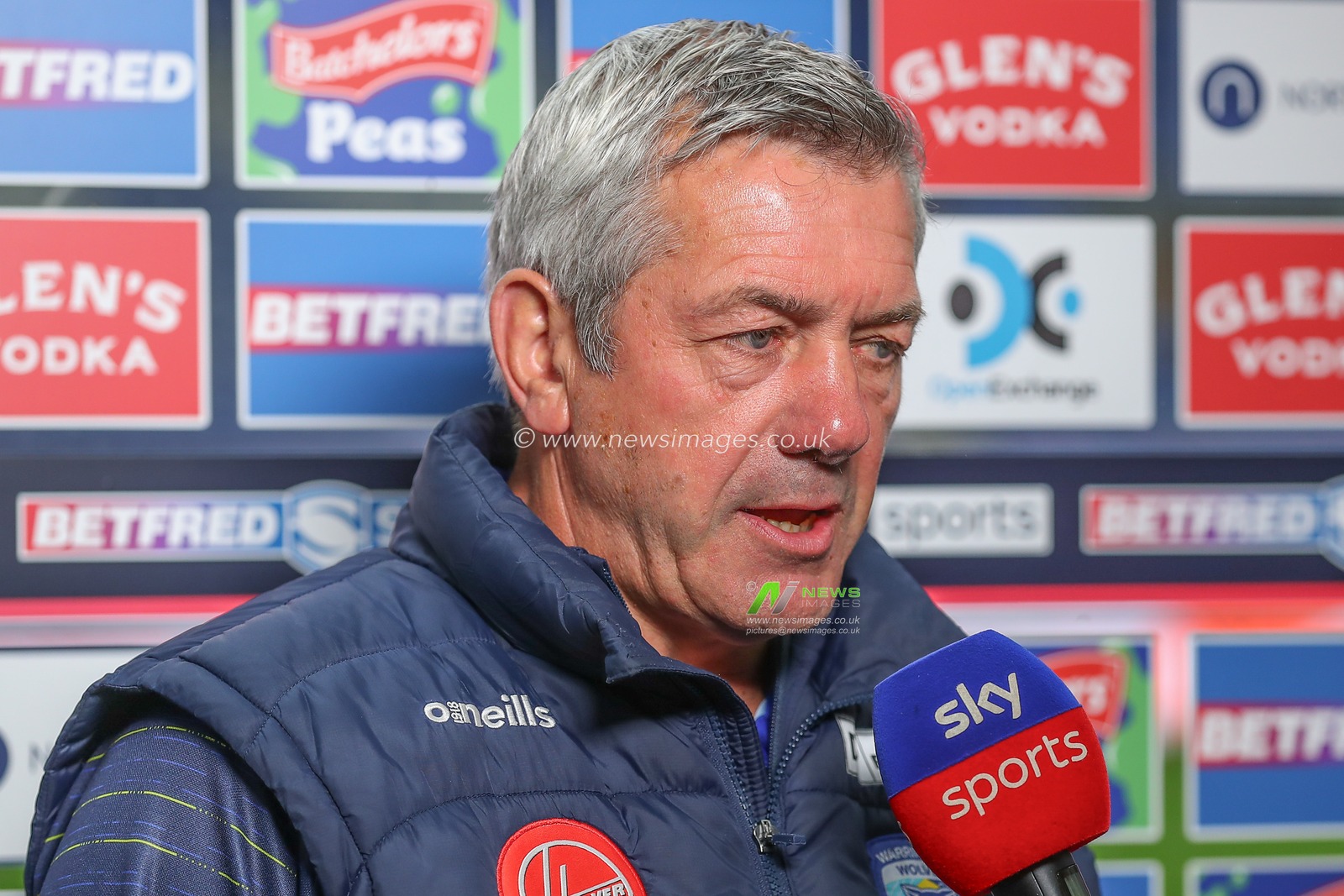 Daryl Powell Head Coach of Warrington Wolves gives an interview ahead of the Betfred Super League match Round 19 Wigan Warriors vs Warrington Wolves at DW Stadium, Wigan, United Kingdom, 14th July 2023

(Photo by Gareth Evans/News Images)