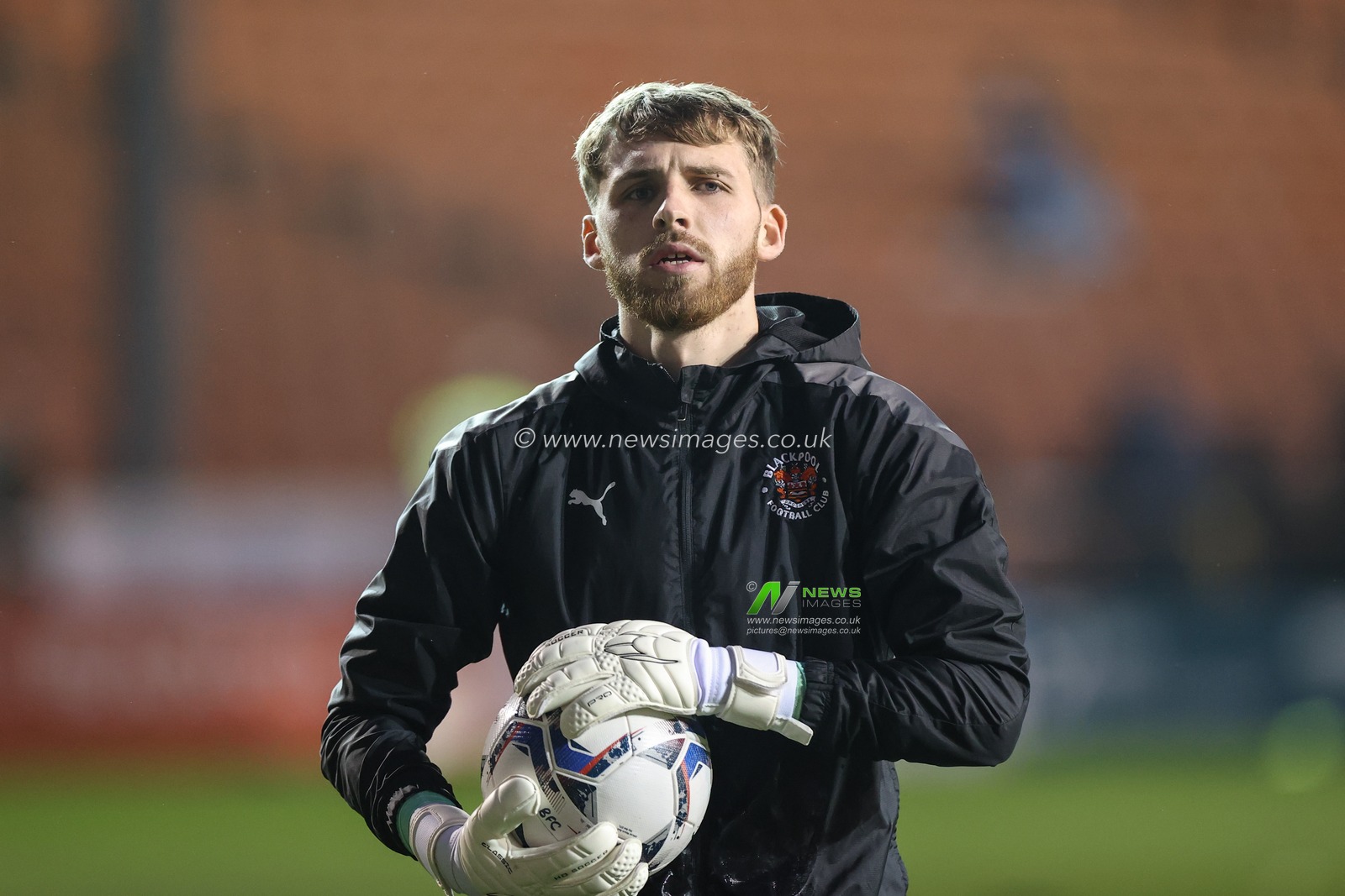 Daniel Grimshaw #32 of Blackpool during the pre-game warmup