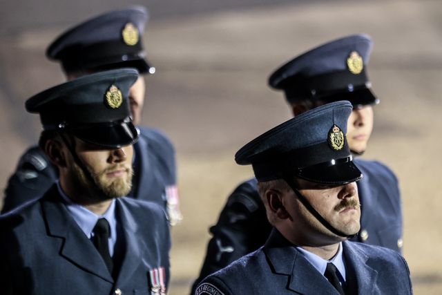 Members of the RAF Regiment during the US President Donald Trump's state visit to the United Kingdom at London Stansted Airport, Stansted, United Kingdom, 16th September 2025

(Photo by Alfie Cosgrove/News Images)