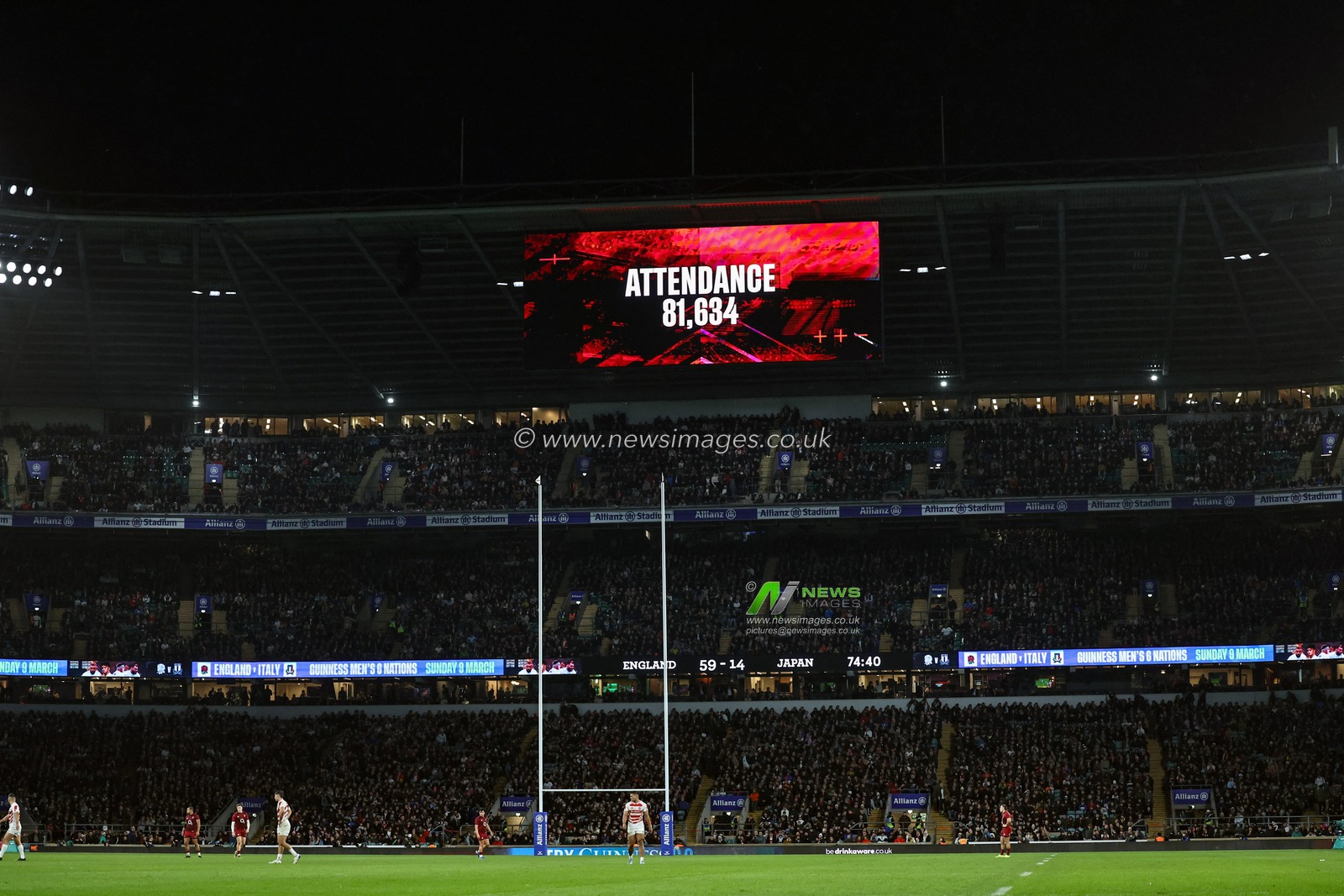 The attendance is 81,634 during the Autumn Nations Series match England vs Japan at Allianz Stadium, Twickenham, United Kingdom, 24th November 2024

(Photo by Mark Cosgrove/News Images)