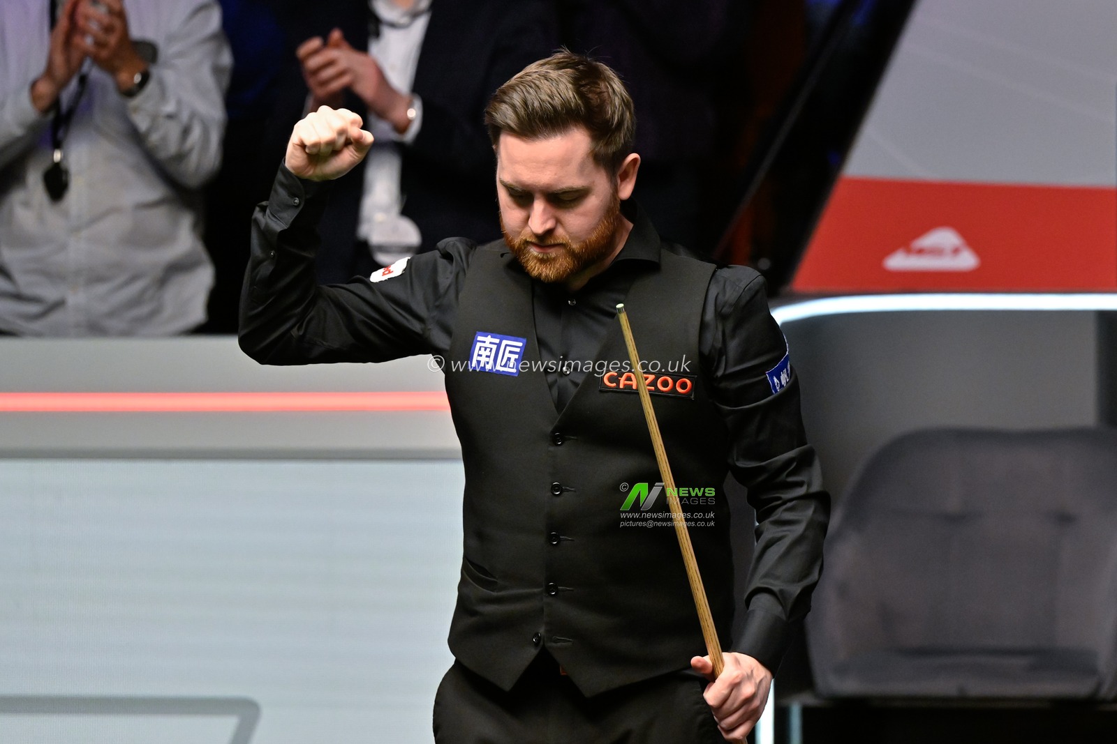 Jak Jones celebrates his victory, during the Cazoo World Championships 2024 at Crucible Theatre, Sheffield, United Kingdom, 4th May 2024

(Photo by Cody Froggatt/News Images)