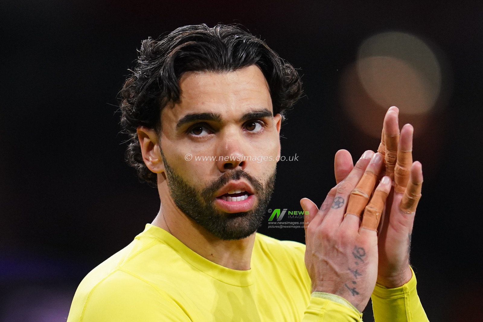 Arsenal goalkeeper David Raya at full time during the UEFA Champions League Quarter Finals match Arsenal vs Sporting CP at Arsenal stadium, London, United Kingdom on 15 April 2026

(Photo by Harvey Murphy/News Images)