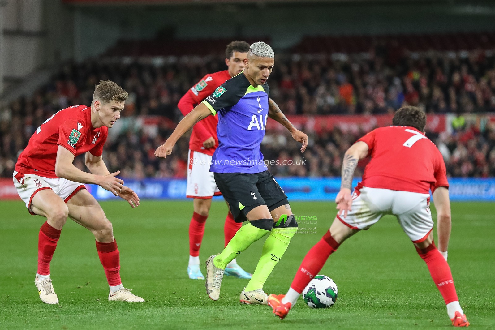 Richarlison #9 of Tottenham Hotspur in action during the Carabao Cup Third Round match Nottingham Forest vs Tottenham Hotspur at City Ground, Nottingham, United Kingdom, 9th November 2022

(Photo by Gareth Evans/News Images)