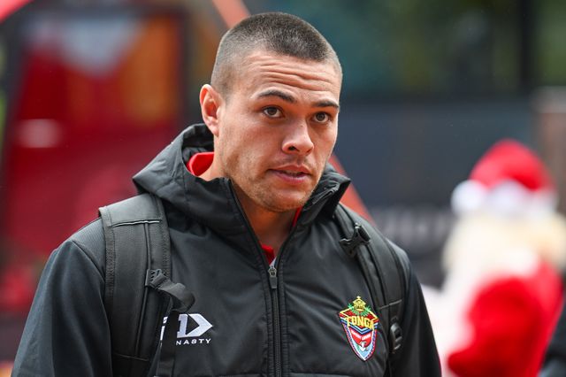Tuimoala Lolohea of Tonga arrives at the stadium before the Rugby League International match England vs Tonga at John Smith's Stadium, Huddersfield, United Kingdom, 28th October 2023

(Photo by Craig Thomas/News Images)