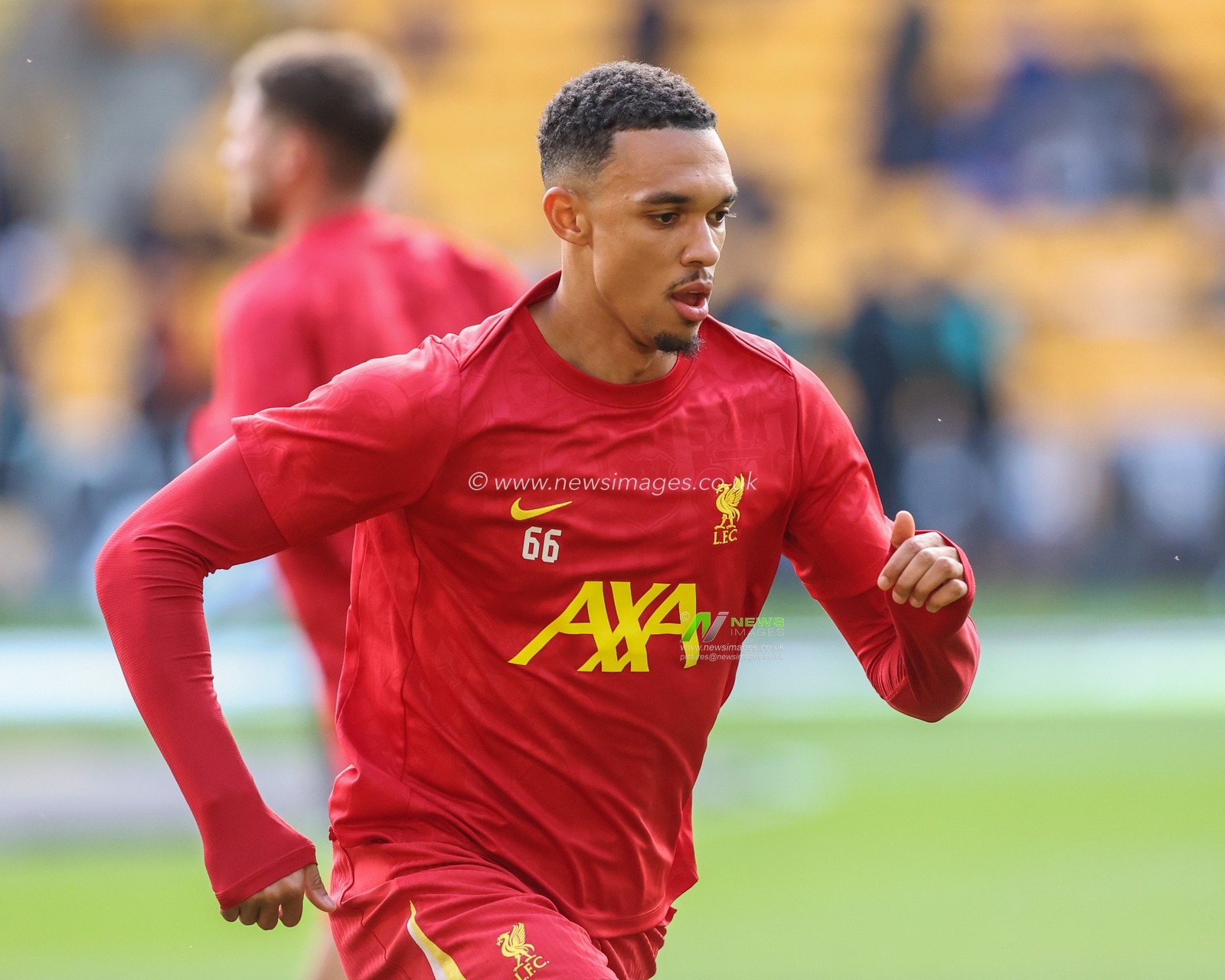 Trent Alexander-Arnold of Liverpool in the pregame warmup session during the Premier League match Wolverhampton Wanderers vs Liverpool at Molineux, Wolverhampton, United Kingdom, 28th September 2024

(Photo by Alfie Cosgrove/News Images)