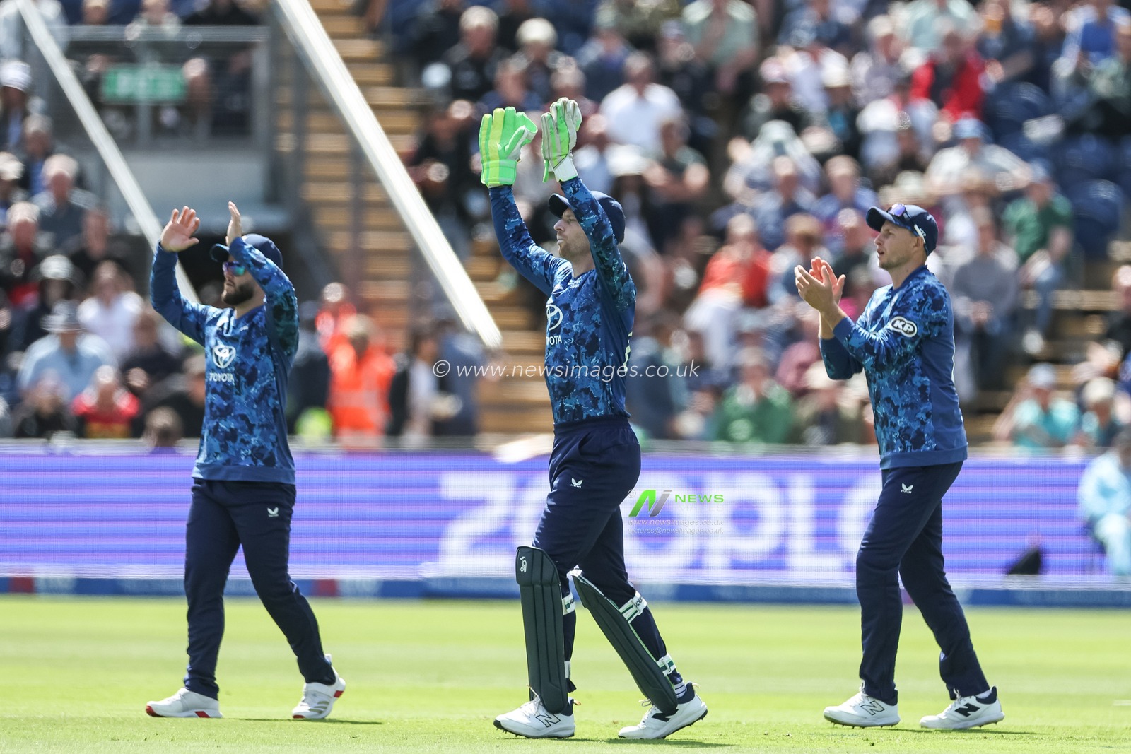 Jos Buttler of England reacts during the 2nd Metro Bank ODI England v West Indies at Sophia Gardens Cricket Ground, Cardiff, United Kingdom, 1st June 2025

(Photo by Mark Cosgrove/News Images)
