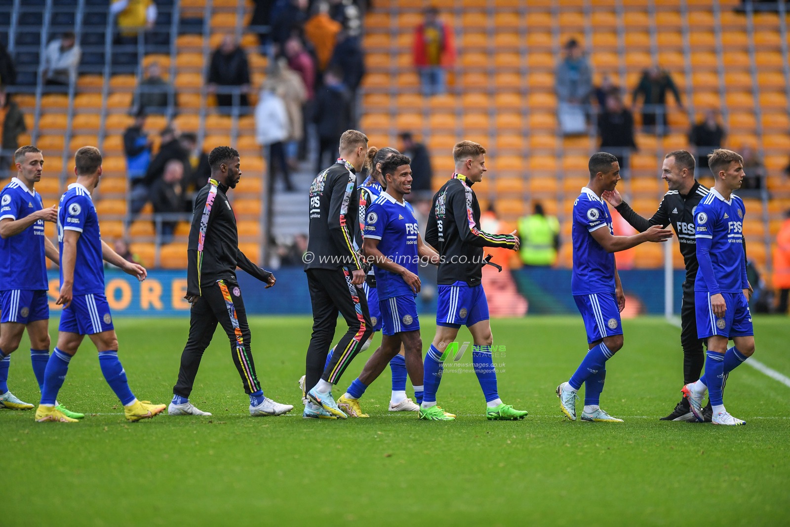 Leicester City leave the pitch following their 0-4 win over Wolves in the Premier League match Wolverhampton Wanderers vs Leicester City at Molineux, Wolverhampton, United Kingdom, 23rd October 2022

(Photo by Mike Jones/News Images)