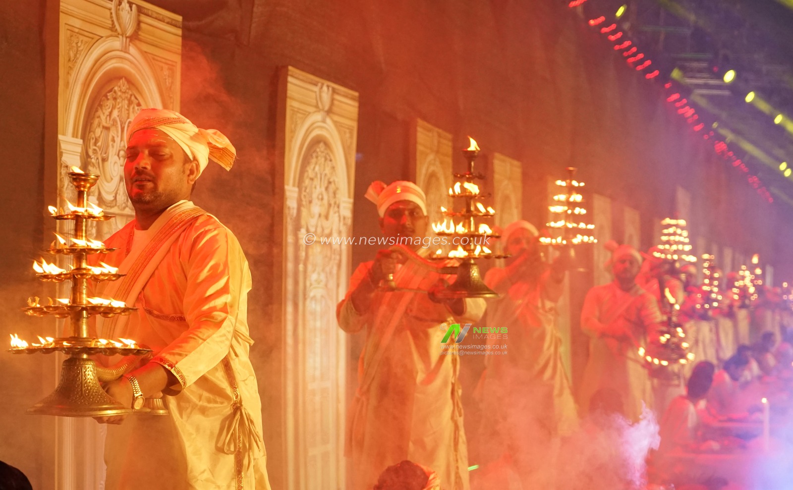                   Hindu priest perform Sagar Arati during the Gangasagar Mela and  Makar Sankranti festival at Sagar Island, around 150 kms south of Kolkata on January 12, 2025.Pictures by Debajyoti Chakraborty.             (Photo: Debajyoti Chakraborty/News Images)