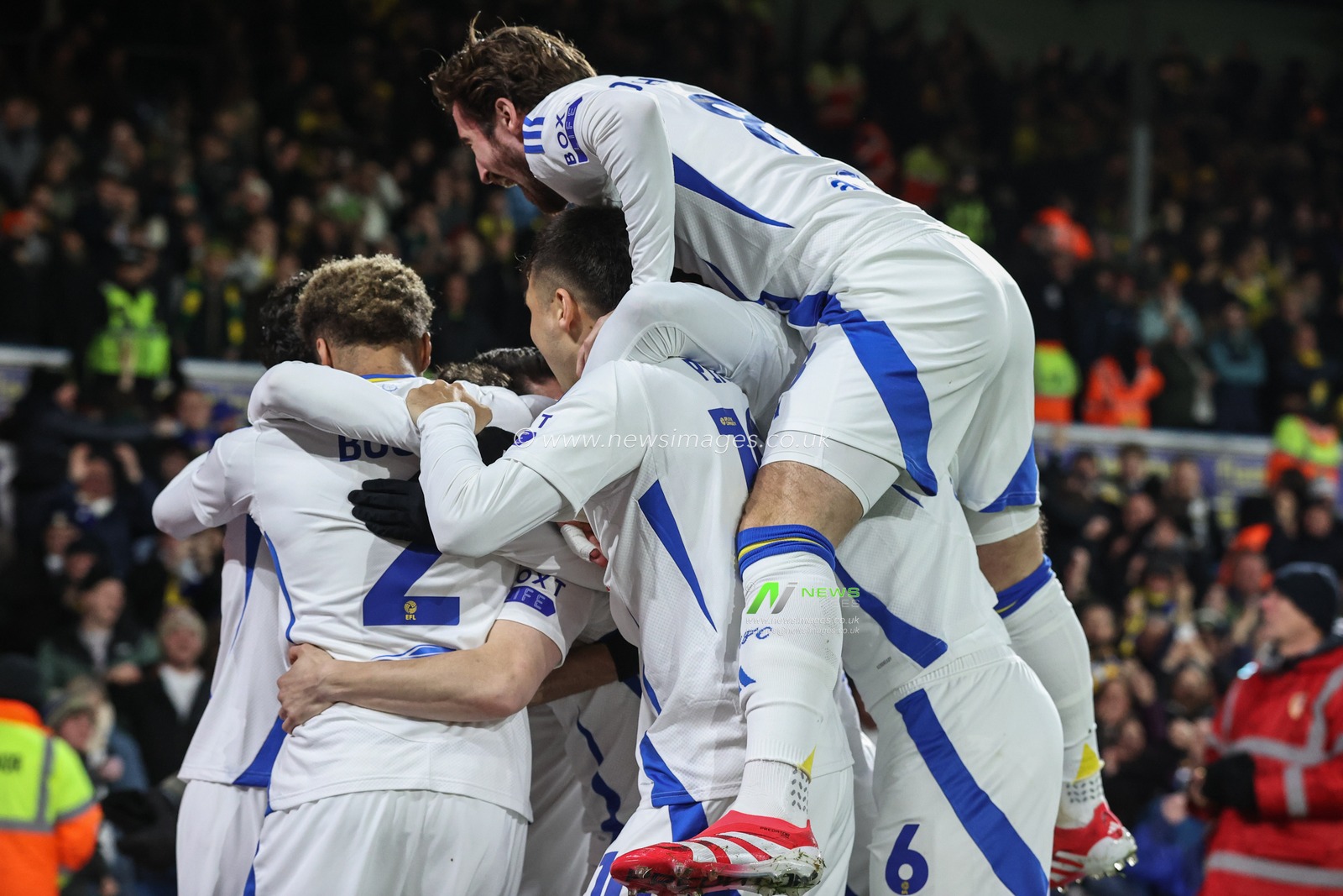 Manor Solomon of Leeds United celebrates his goal to make it 1-0 during the Sky Bet Championship match Leeds United vs Norwich City at Elland Road, Leeds, United Kingdom, 22nd January 2025

(Photo by Alfie Cosgrove/News Images)