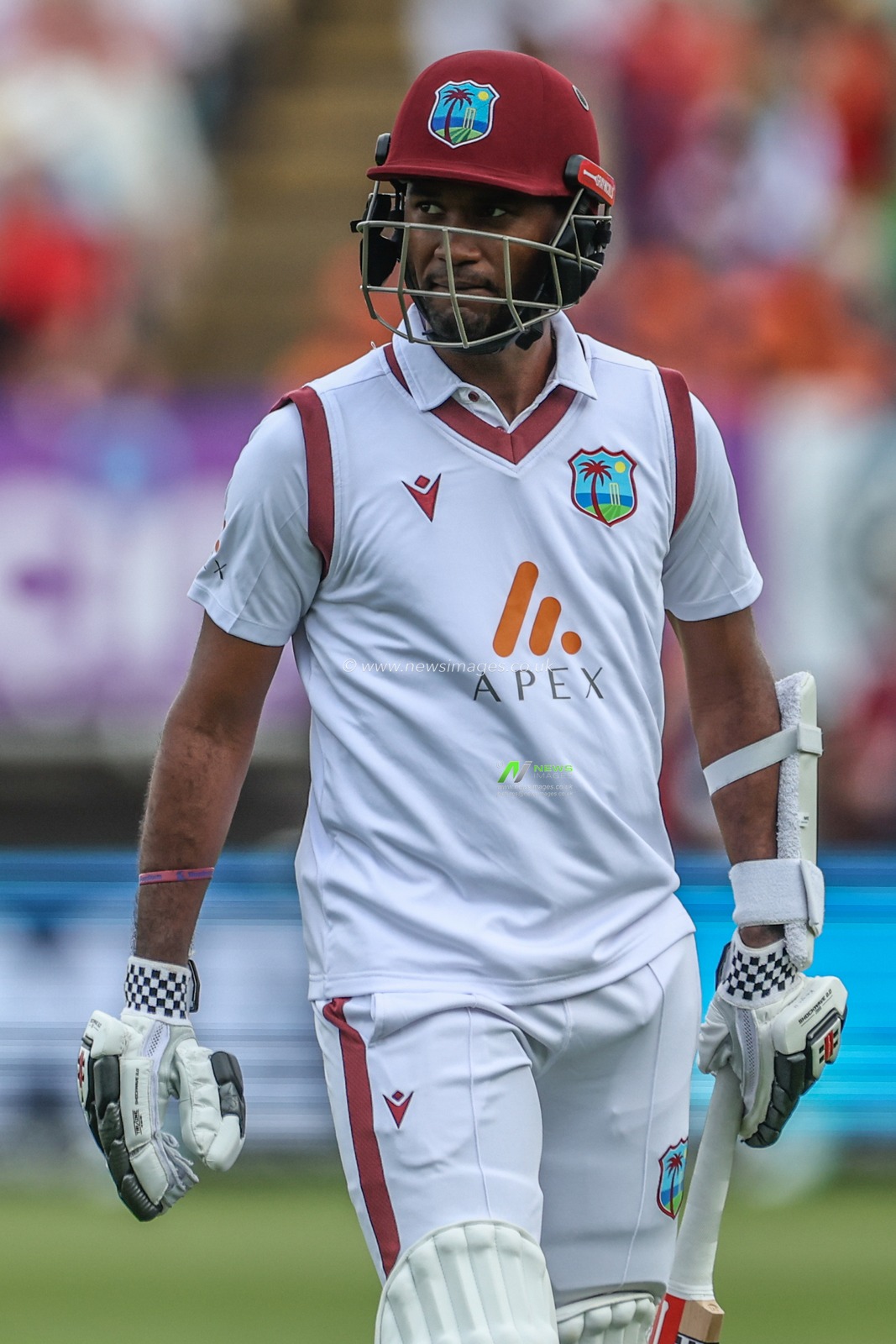 Alick Athanaze of West Indies leaves the field of play after being bowled out be Gus Atkinson of England during the 3rd Rothesay Test Match Day One match England vs West Indies at Edgbaston, Birmingham, United Kingdom, 26th July 2024

(Photo by Mark Cosgrove/News Images)
