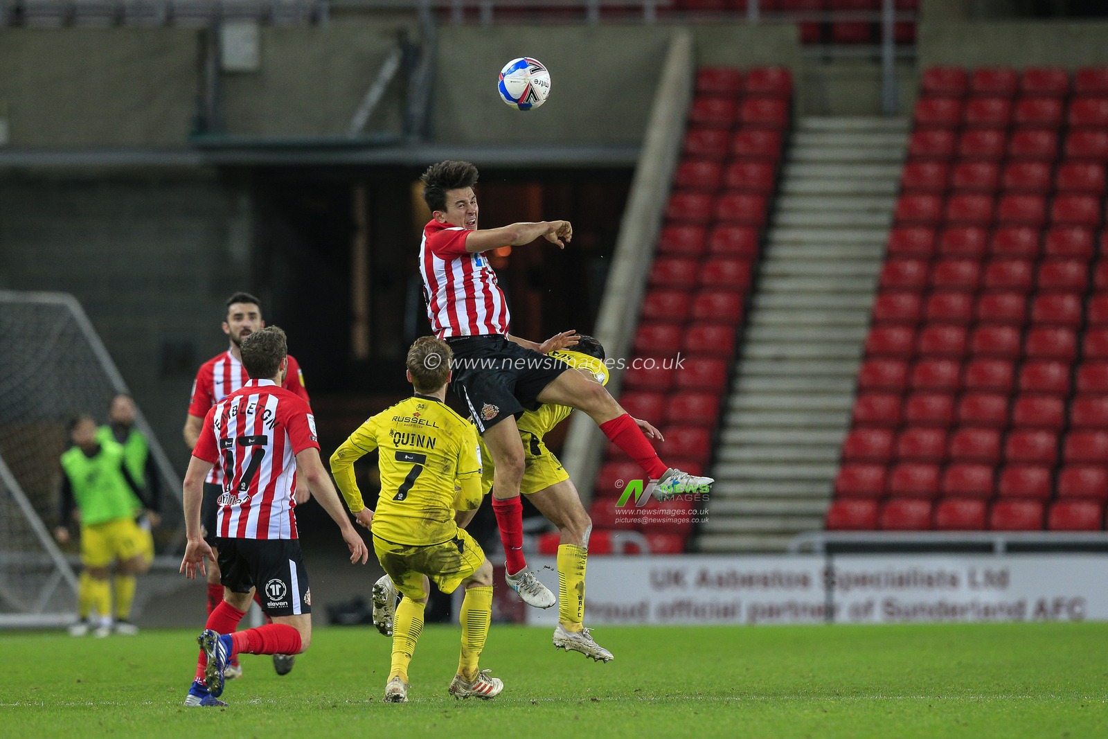 Luke O'Nien #13 of Sunderland heads the ball