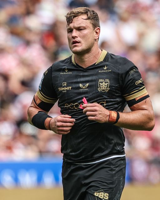 Liam Knight of Hull FC during the Betfred Super League Round 19 match Wigan Warriors vs Hull FC at The Brick Community Stadium, Wigan, United Kingdom, 19th July 2025

(Photo by Alfie Cosgrove/News Images)