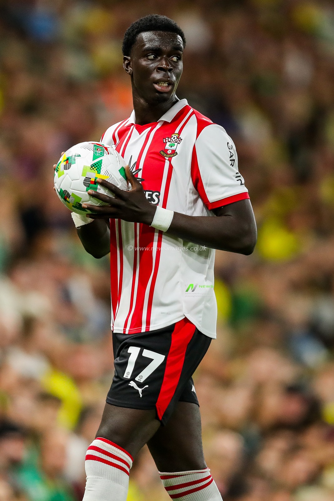 Joshua Quarshie of Southampton in action during the Carabao Cup match Norwich City vs Southampton at Carrow Road, Norwich, United Kingdom, 26th August 2025

(Photo by Izzy Poles/News Images)