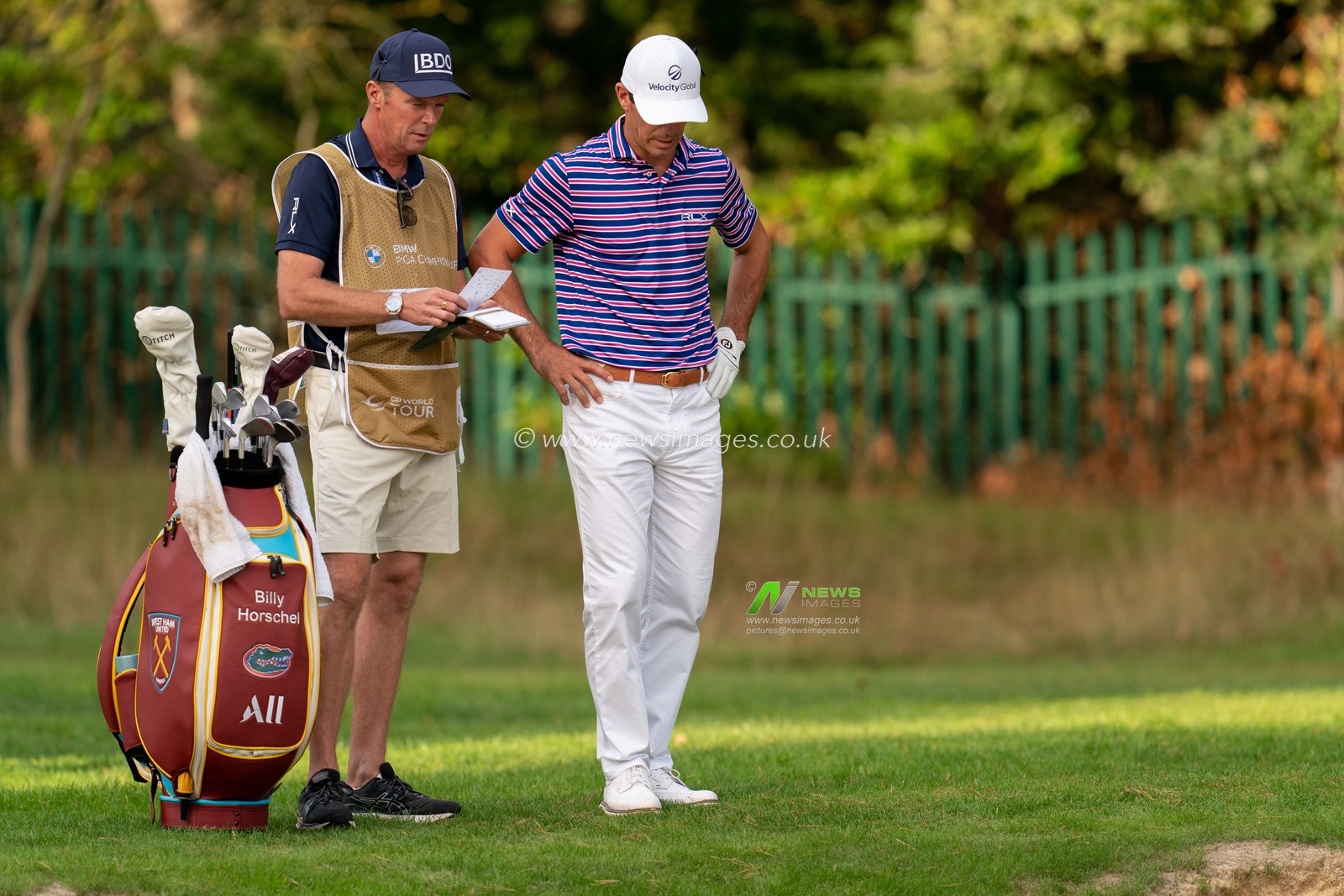 Billy Horschel West Ham golf Bag during the BMW PGA Championship 2022 at Wentworth Club, Virginia Water, United Kingdom, 10th September 2022

(Photo by Richard Washbrooke/News Images)