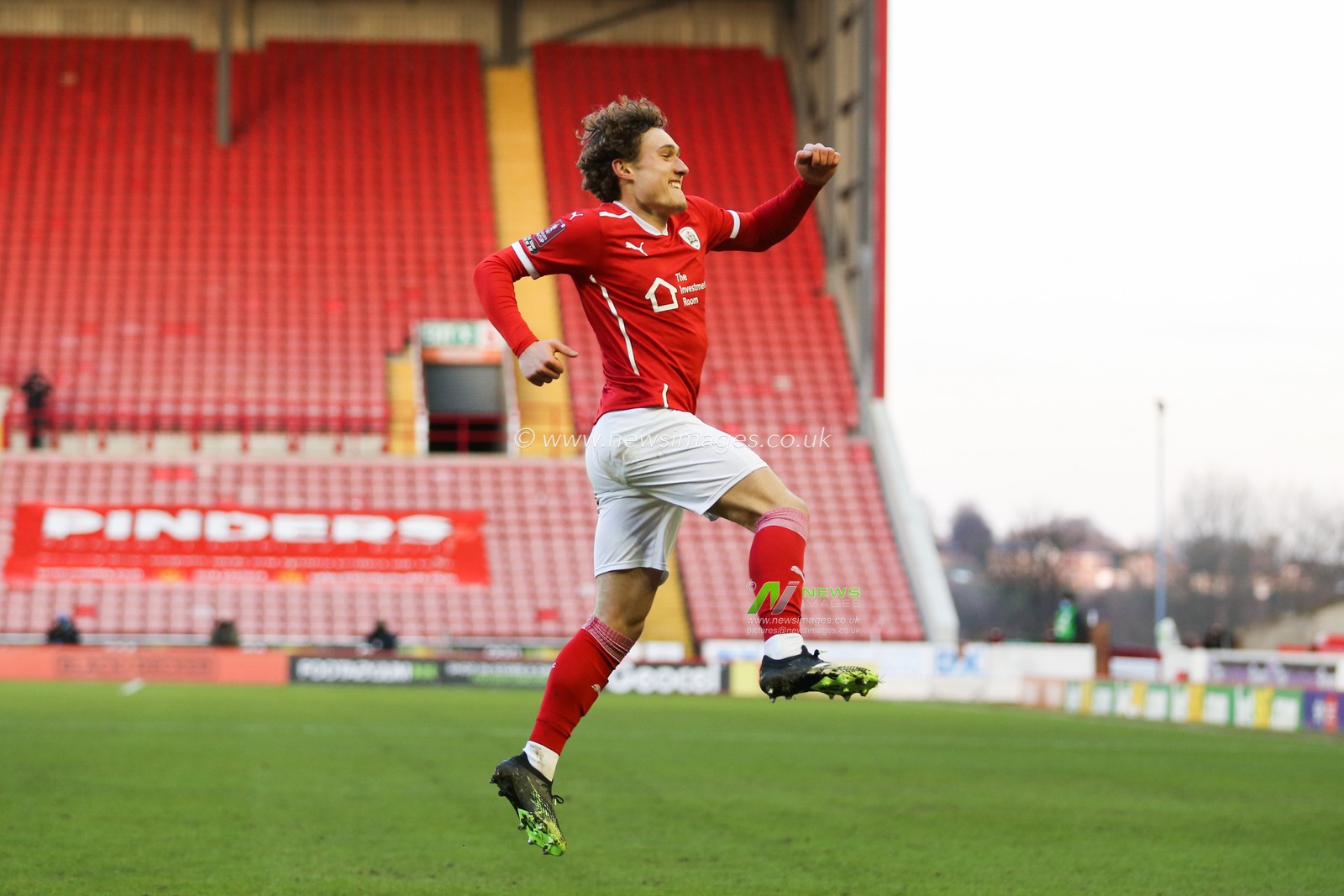 CELEBRATION Callum Styles #4 of Barnsley celebrates his goal to make it 1-0