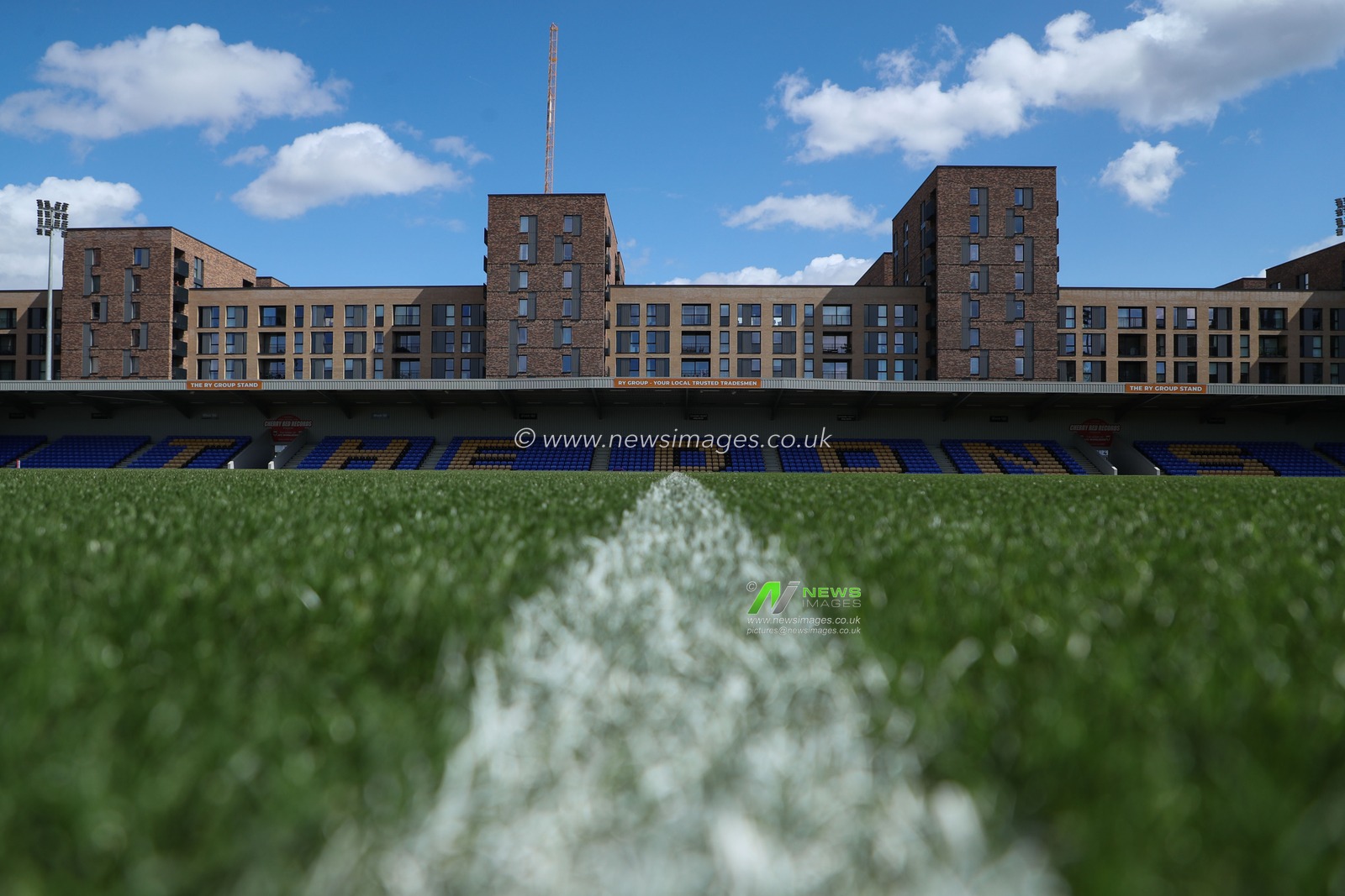 A general view of The Cherry Red Records Stadium prior to the Betfred Super League Round 23 match London Broncos vs Leigh Leopards at Plough Lane, Wimbledon, United Kingdom, 25th August 2024

(Photo by Izzy Poles/News Images)