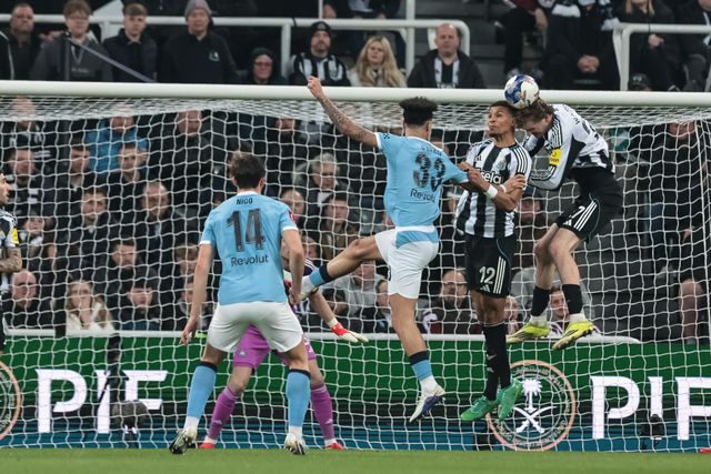 Nick Woltemade of Newcastle United heads the ball clear of his defensive area during the Emirates FA Cup 5th Round  match Newcastle Untied vs Manchester City at St. James's Park, Newcastle, United Kingdom on 07 March 2026

(Photo by Mark Cosgrove/News Images)