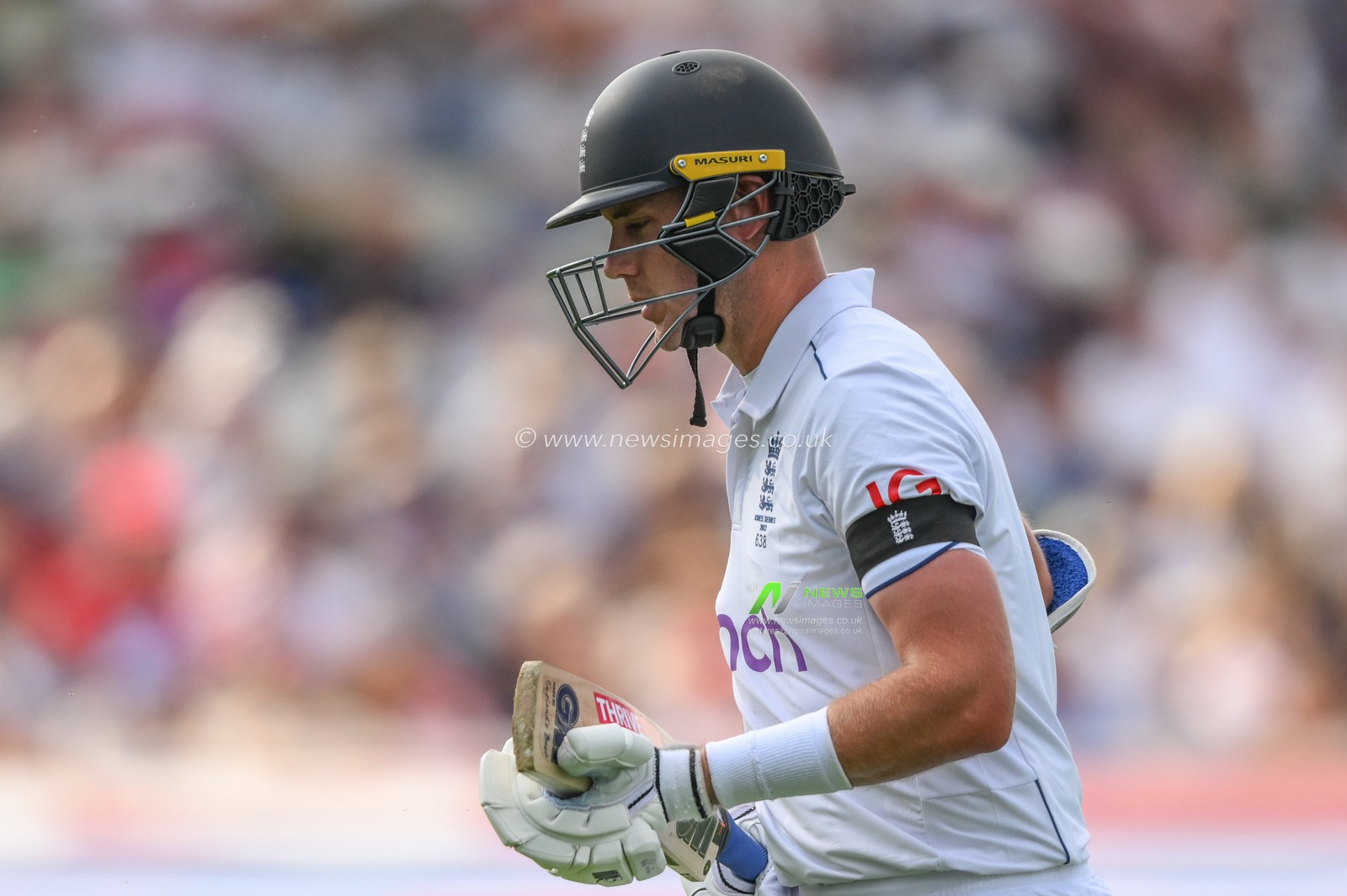 A dejected Stuart Broad of England walks off the field of play after being bowled out by Cameron Green of Australia during the LV= Insurance Ashes First Test Series Day 1 England vs Australia at Edgbaston, Birmingham, United Kingdom, 16th June 2023

(Photo by Craig Thomas/News Images)