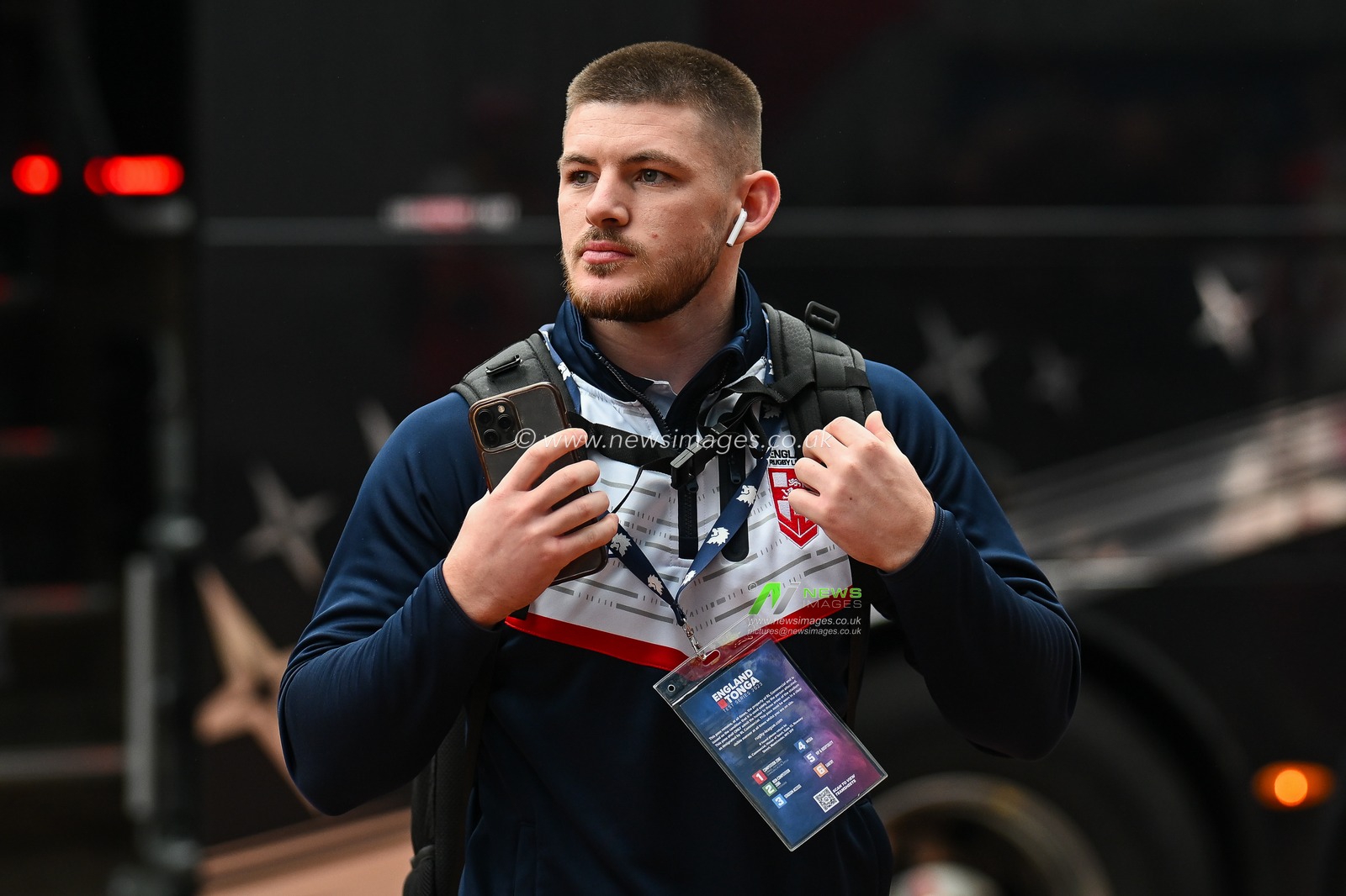 Danny Walker of England arrives at the stadium before the Rugby League International match England vs Tonga at John Smith's Stadium, Huddersfield, United Kingdom, 28th October 2023

(Photo by Craig Thomas/News Images)