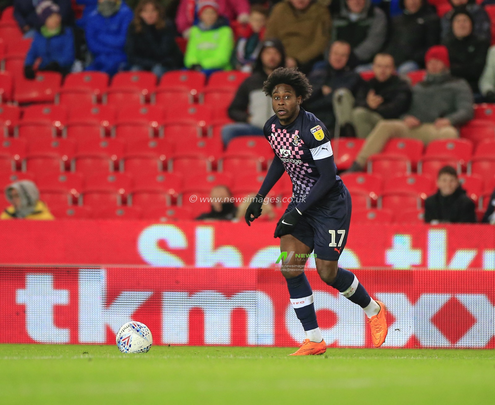 10th December 2019, Bet365 Stadium, Stoke-on-Trent, England; Sky Bet Championship, Stoke City v Luton Town : Pelly Ruddock (17) of Luton Town runs with the ball

Credit: Conor Molloy/News Images