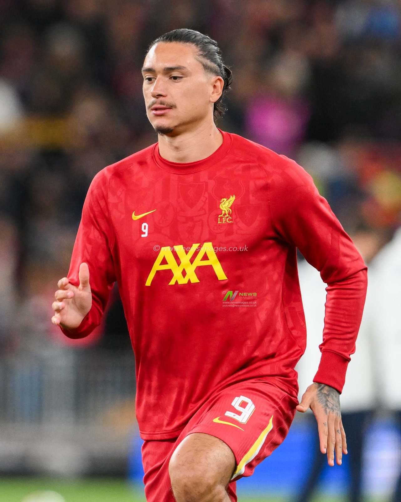 Darwin Nunez of Liverpool warms up prior to the UEFA Champions League  - League Stage match Liverpool vs Bologna at Anfield, Liverpool, United Kingdom, 2nd October 2024

(Photo by Craig Thomas/News Images)