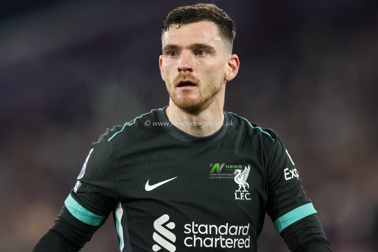 Andrew Robertson of Liverpool looks on during the Premier League match West Ham United vs Liverpool at London Stadium, London, United Kingdom, 29th December 2024

(Photo by Alfie Cosgrove/News Images)