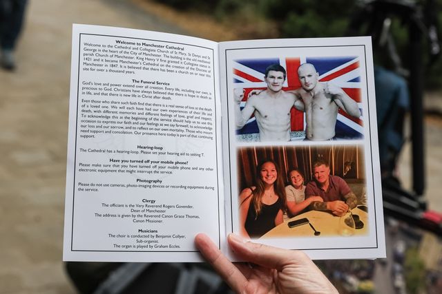 A view of content from the service of order program during Ricky Hatton' Funeral at Manchester Cathedral, Manchester, United Kingdom, 10th October 2025

(Photo by Mark Cosgrove/News Images)