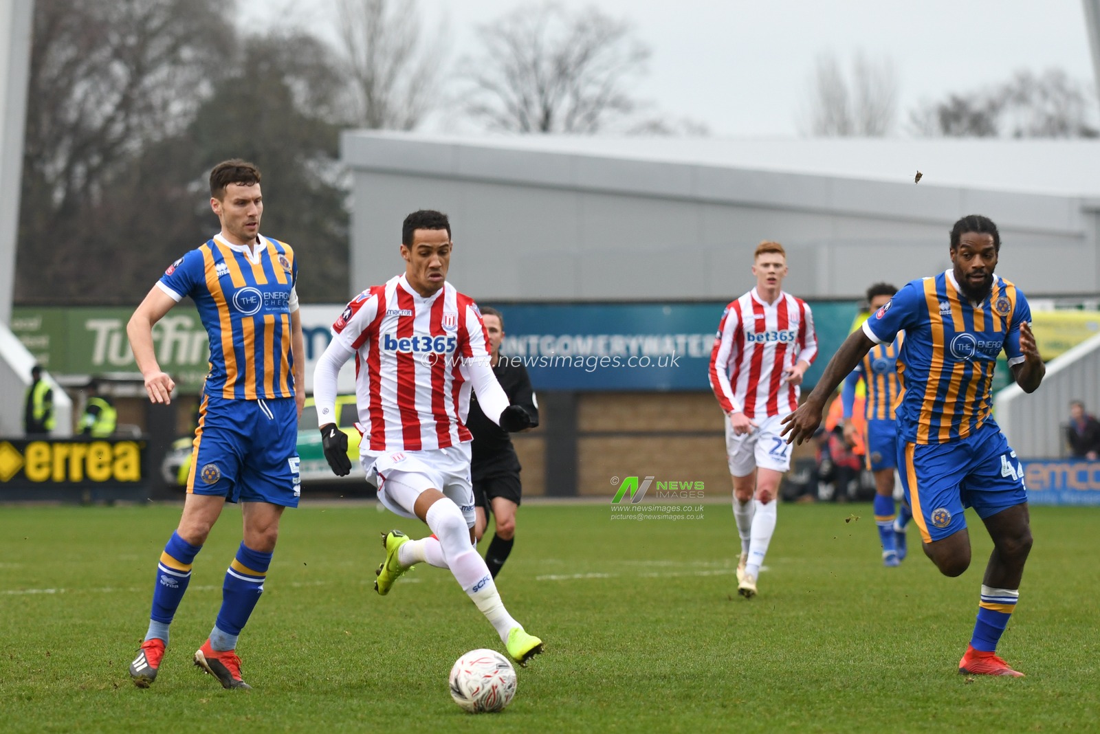 5th January 2019, New Meadow, Shrewsbury, England ; The Emirates FA Cup, 3rd Round, Shrewsbury Town vs Stoke City : Thomas Ince (7) of Stoke City shoots on goal but sends it wide

Credit: Richard Long/News Images

English Football League images are subject to DataCo Licence