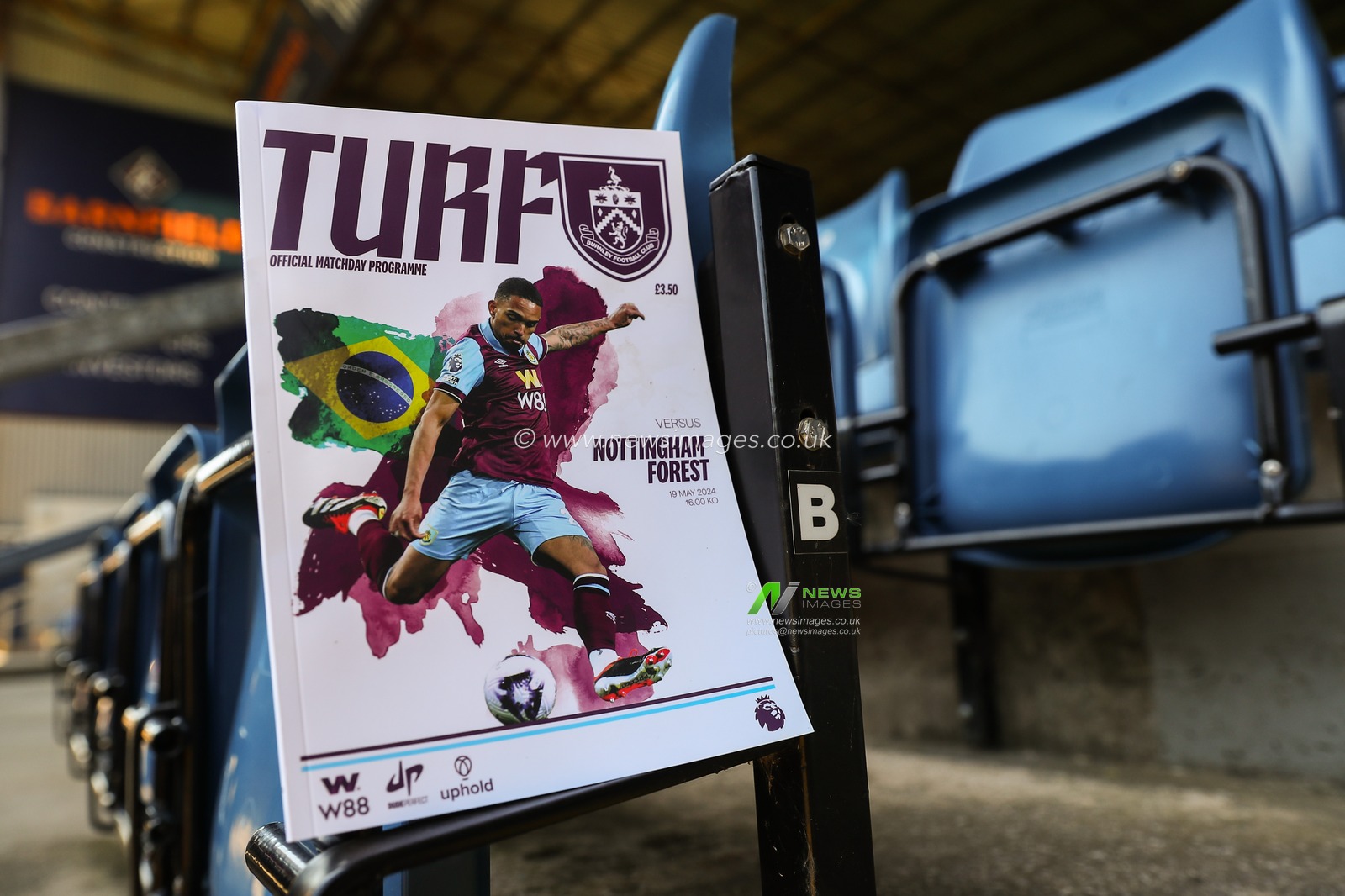 Vitinho of Burnley on the front cover of todayâ€™s match day programme ahead of the Premier League match Burnley vs Nottingham Forest at Turf Moor, Burnley, United Kingdom, 19th May 2024

(Photo by Gareth Evans/News Images)