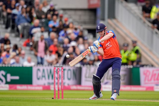 England captain Harry Brook hits a four  during the Second Vitality T20 International match England vs India at Old Trafford, Manchester, United Kingdom on 04 July 2026

(Photo by Maynard Manyowa/News Images)