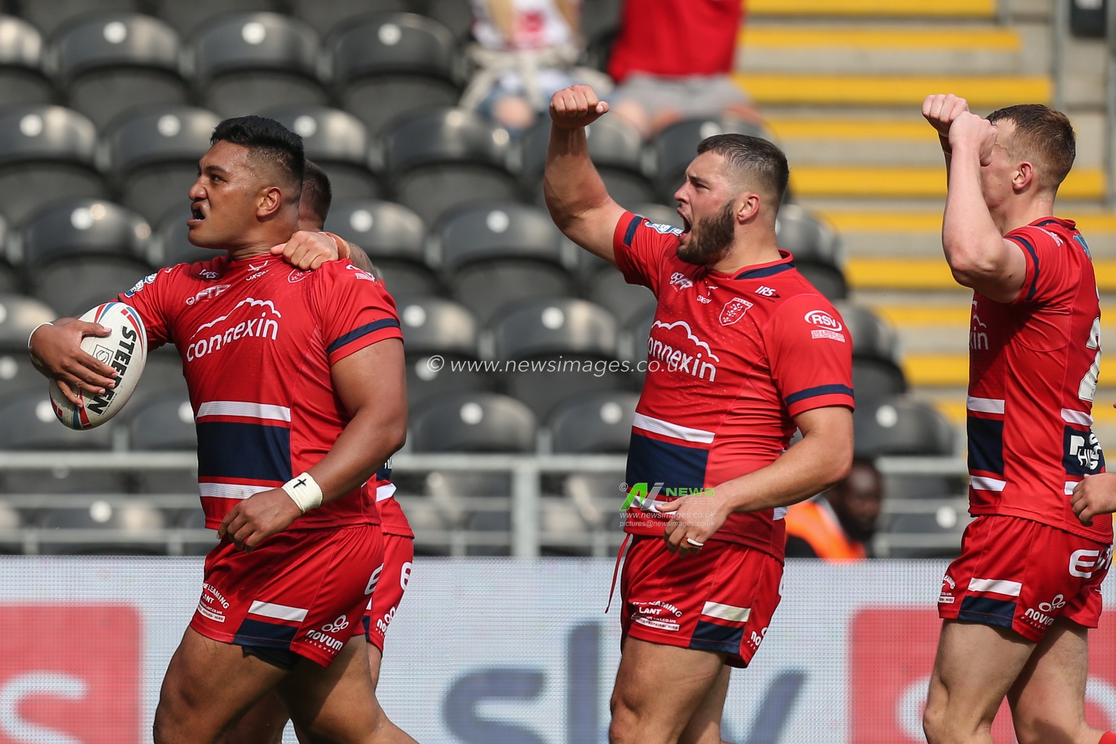 Albert Vete #8 of Hull KR celebrates his try during the Betfred Super League match Hull FC vs Hull KR at MKM Stadium, Hull, United Kingdom, 3rd September 2022

(Photo by David Greaves Photos/ Via/News Images)