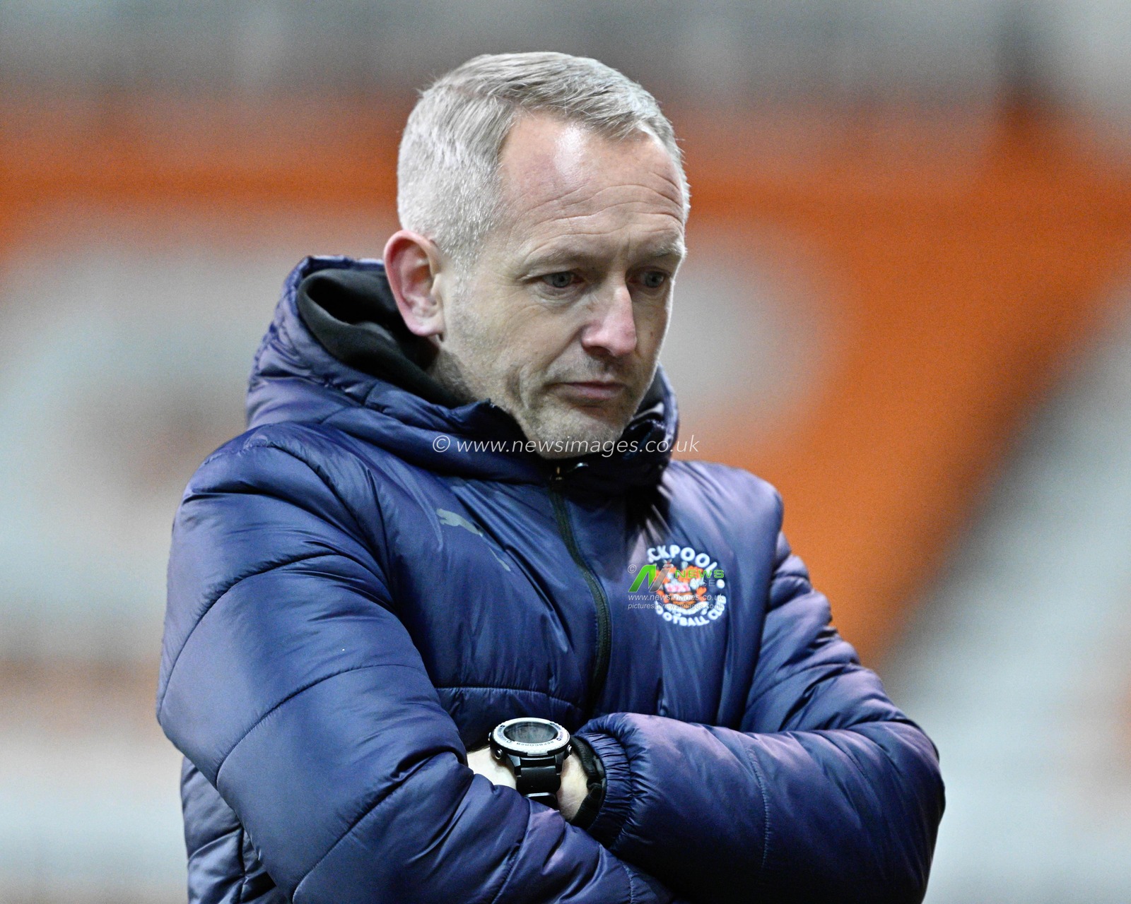 Neil Critchley Manager of Blackpool looks dejected, during the Bristol Street Motors Trophy match Blackpool vs Burton Albion at Bloomfield Road, Blackpool, United Kingdom, 10th January 2024

(Photo by Cody Froggatt/News Images)