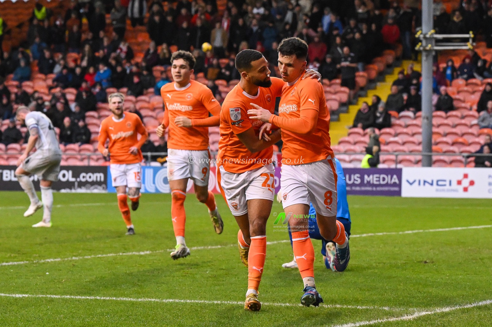 Albie Morgan of Blackpool celebrates his goal to make it  1-0 during the Sky Bet League 1 match Blackpool vs Exeter City at Bloomfield Road, Blackpool, United Kingdom, 13th January 2024

(Photo by Craig Thomas/News Images)