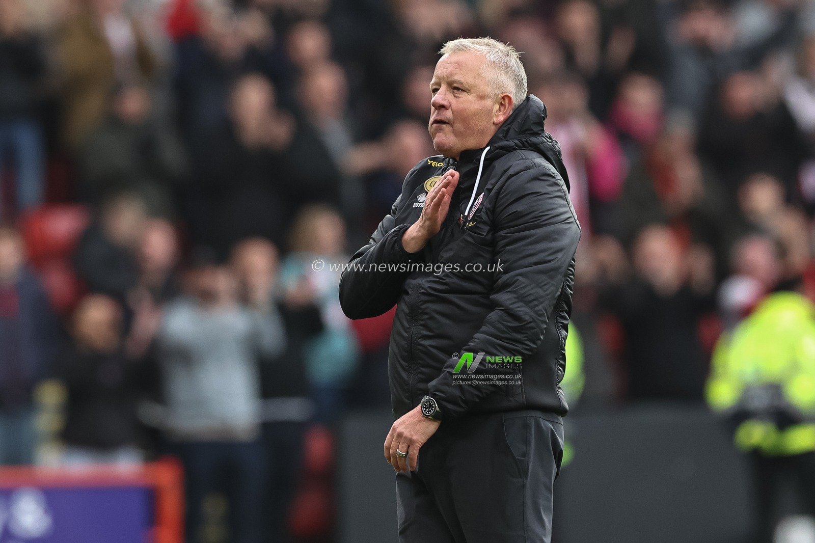 Chris Wilder manager of Sheffield United celebrates with the fans as United win 1-0 during the Sky Bet Championship match Sheffield United vs Sheffield Wednesday at Bramall Lane, Sheffield, United Kingdom, 10th November 2024

(Photo by Mark Cosgrove/News Images)