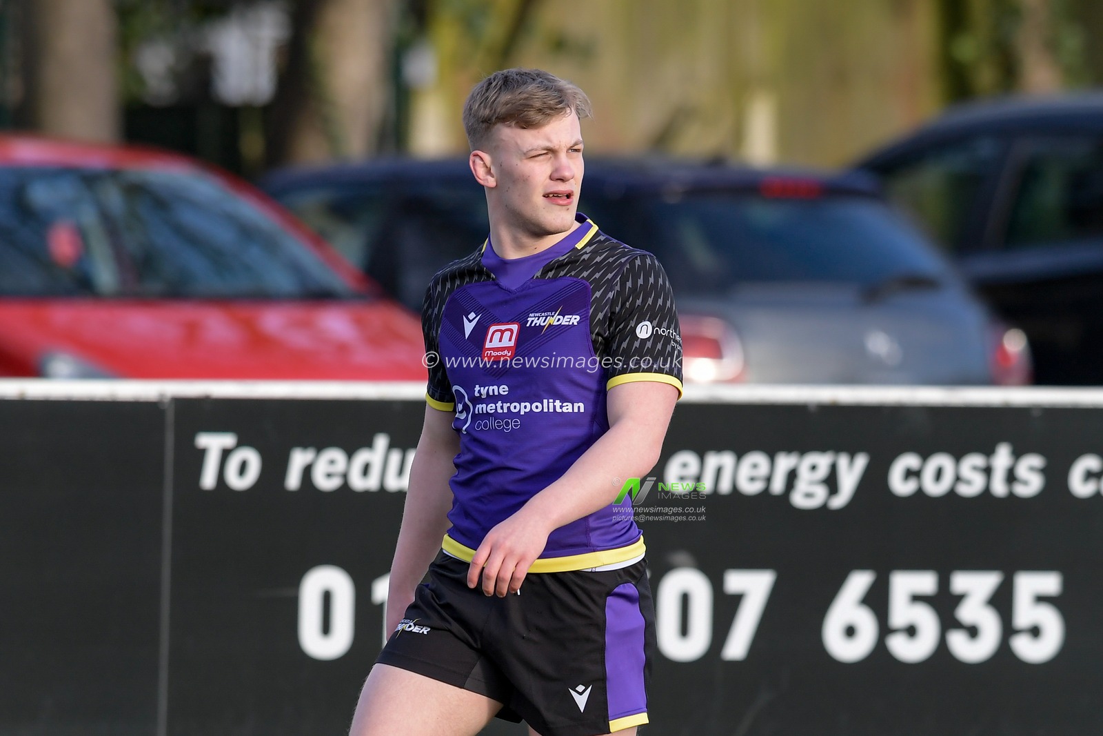 Cian Tyrer (28) of Newcastle Thunder during the pre-game warm up