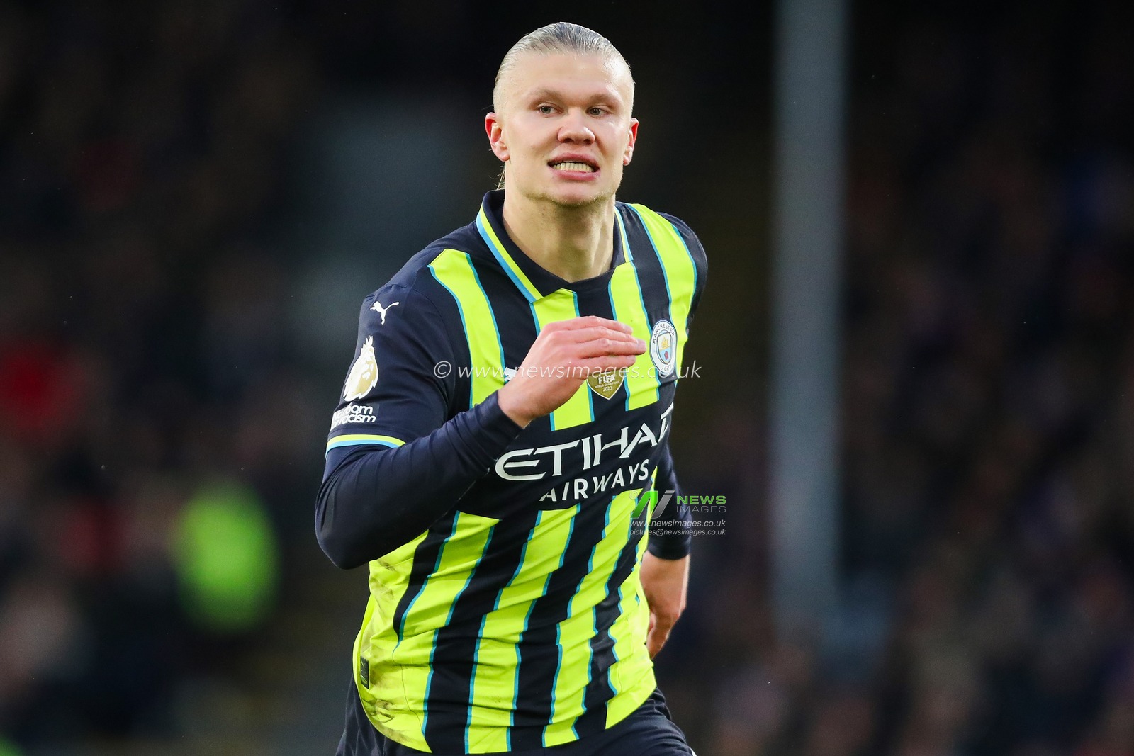 Erling Haaland of Manchester City in action during the Premier League match Crystal Palace vs Manchester City at Selhurst Park, London, United Kingdom, 7th December 2024

(Photo by Izzy Poles/News Images)