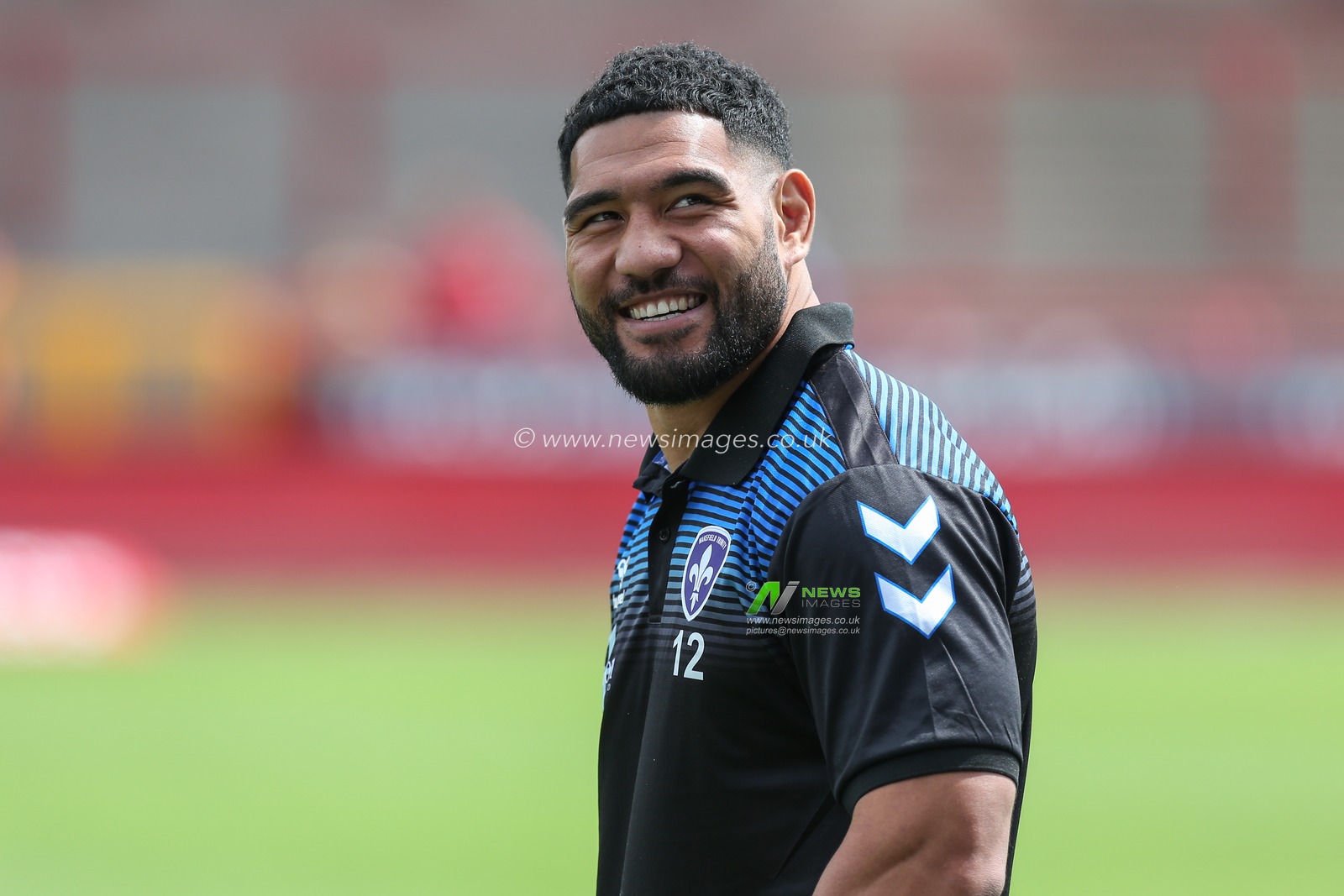 Kelepi Tanginoa #12 of Wakefield Trinity arrives at Sewell Group Craven Park Stadium