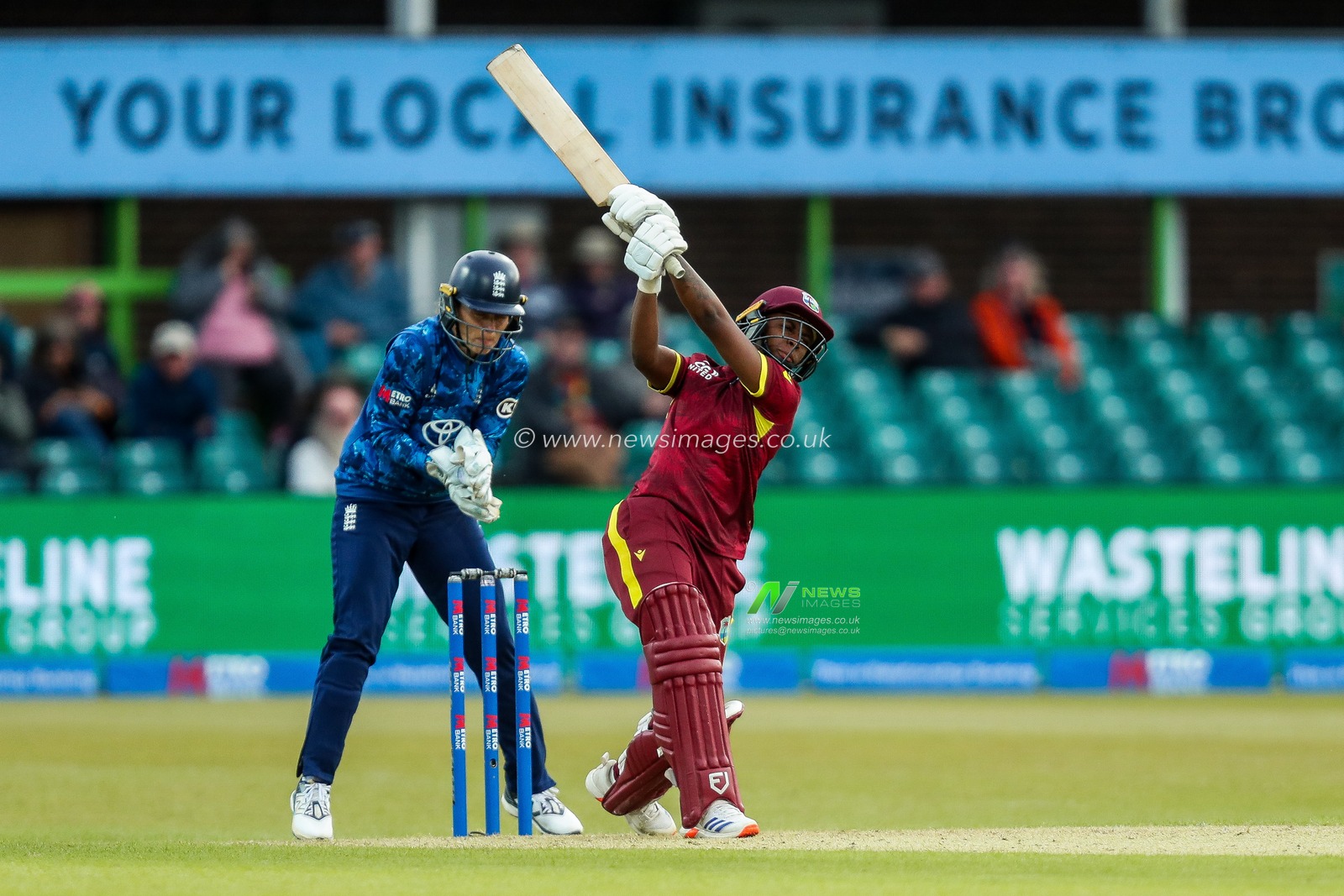 Jahzara Claxton of West Indies Women bats during the 2nd Metro Bank ODI Day International England Women v West Indies Women at Uptonsteel County Ground, Leicester, United Kingdom, 4th June 2025

(Photo by Izzy Poles/News Images)