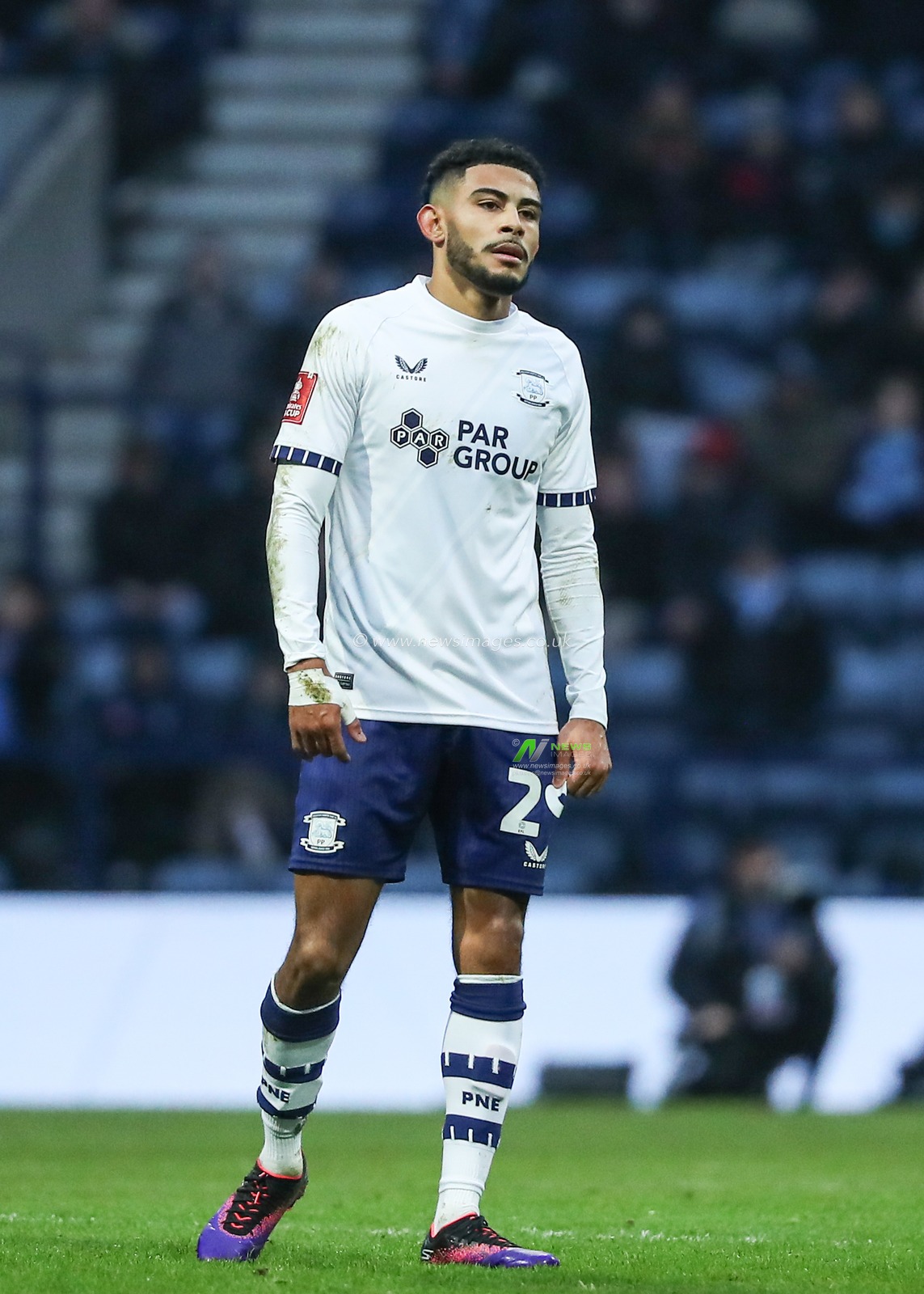 Kaine Kesler Hayden of Preston North End during the Emirates FA Cup match Preston North End vs Wycombe Wanderers at Deepdale, Preston, United Kingdom, 8th February 2025

(Photo by Jorge Horsted/News Images)