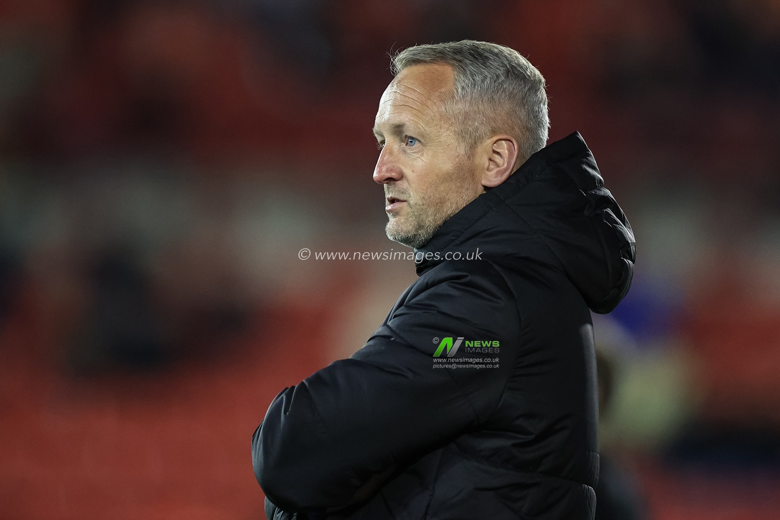 Neil Critchley head coach of Blackpool during the game