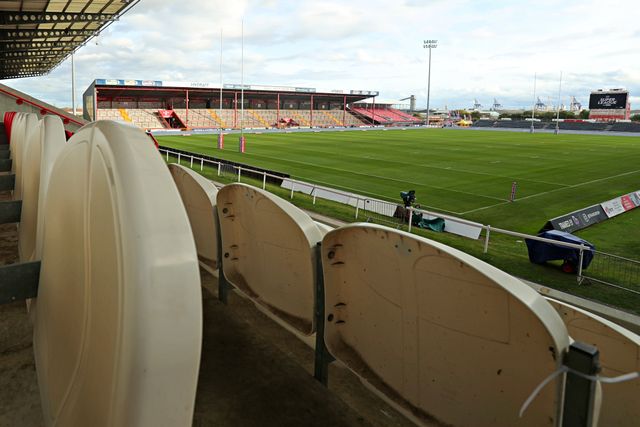 A general view of Sewell Group Craven Park before the Betfred Super League round 27 match Hull KR vs Warrington Wolves at Sewell Group Craven Park, Kingston upon Hull, United Kingdom, 18th September 2025

(Photo by Sam Eaden/News Images)