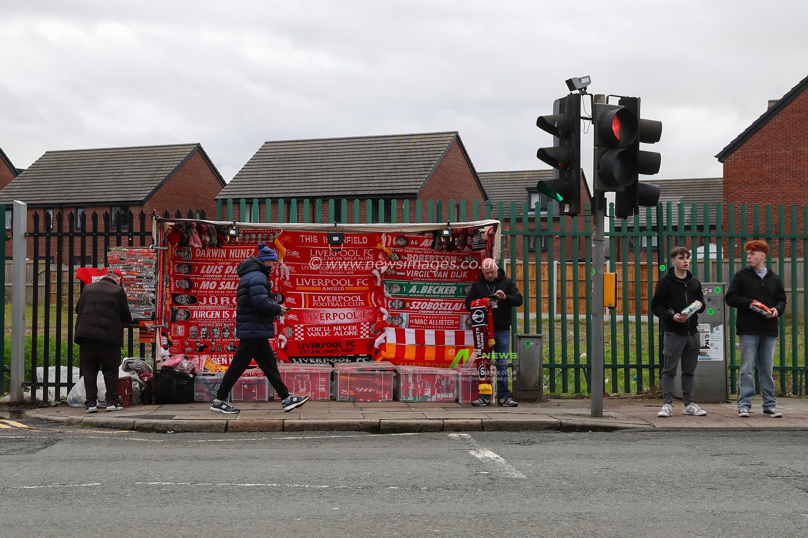 Scarfs for sale outside of Anfield ahead of the match, during the UEFA Europa League match Liverpool vs Sparta Prague at Anfield, Liverpool, United Kingdom, 14th March 2024

(Photo by Gareth Evans/News Images)